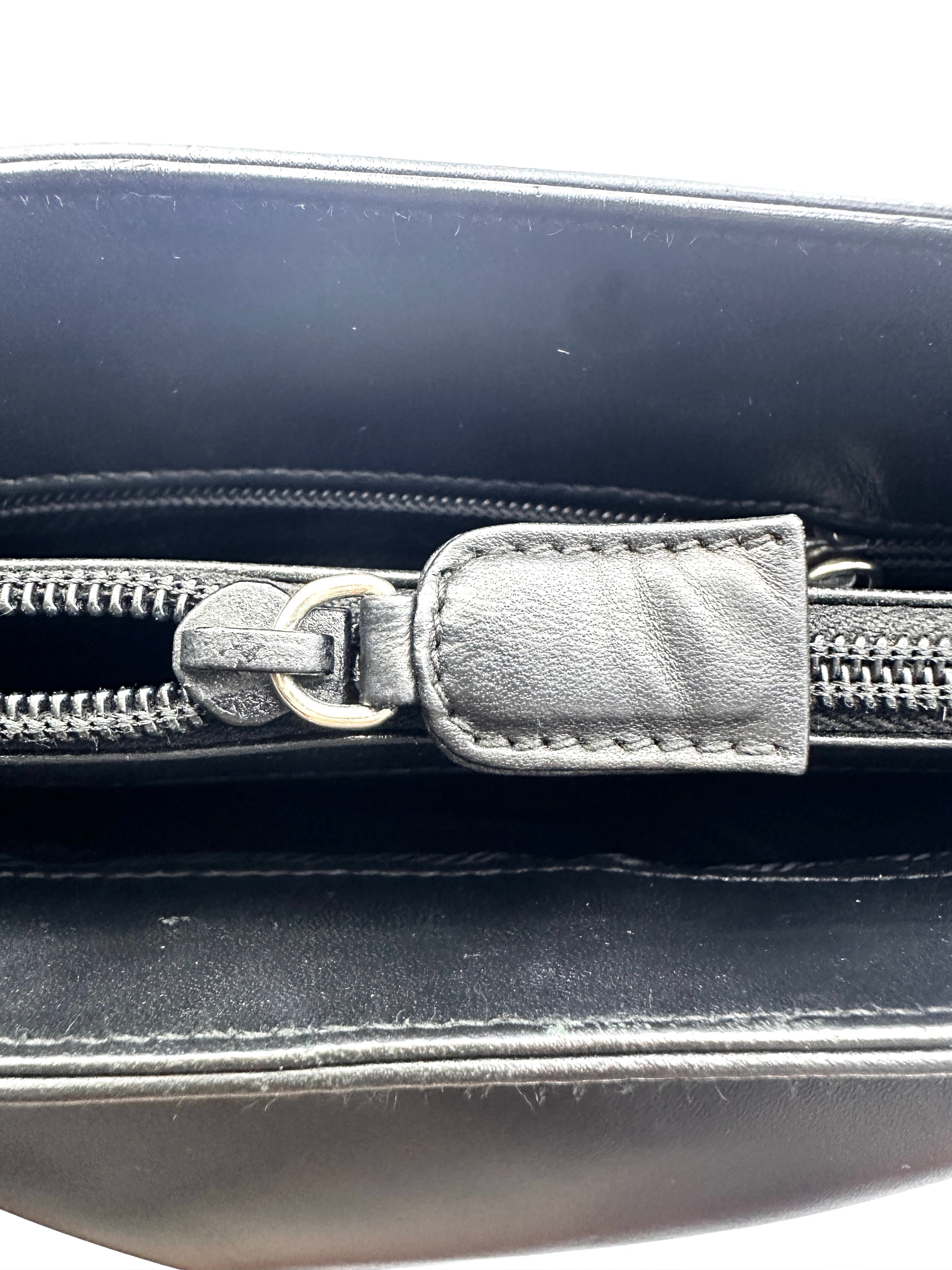 Prada Black Leather Triangle Logo Shoulder Bag PR395
