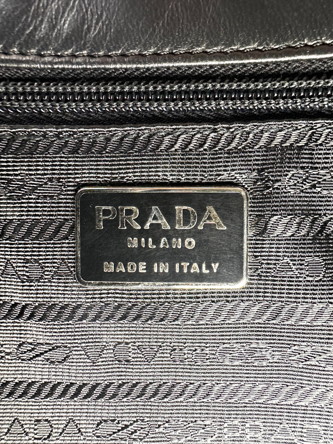 Prada Black Leather Triangle Logo Shoulder Bag PR395