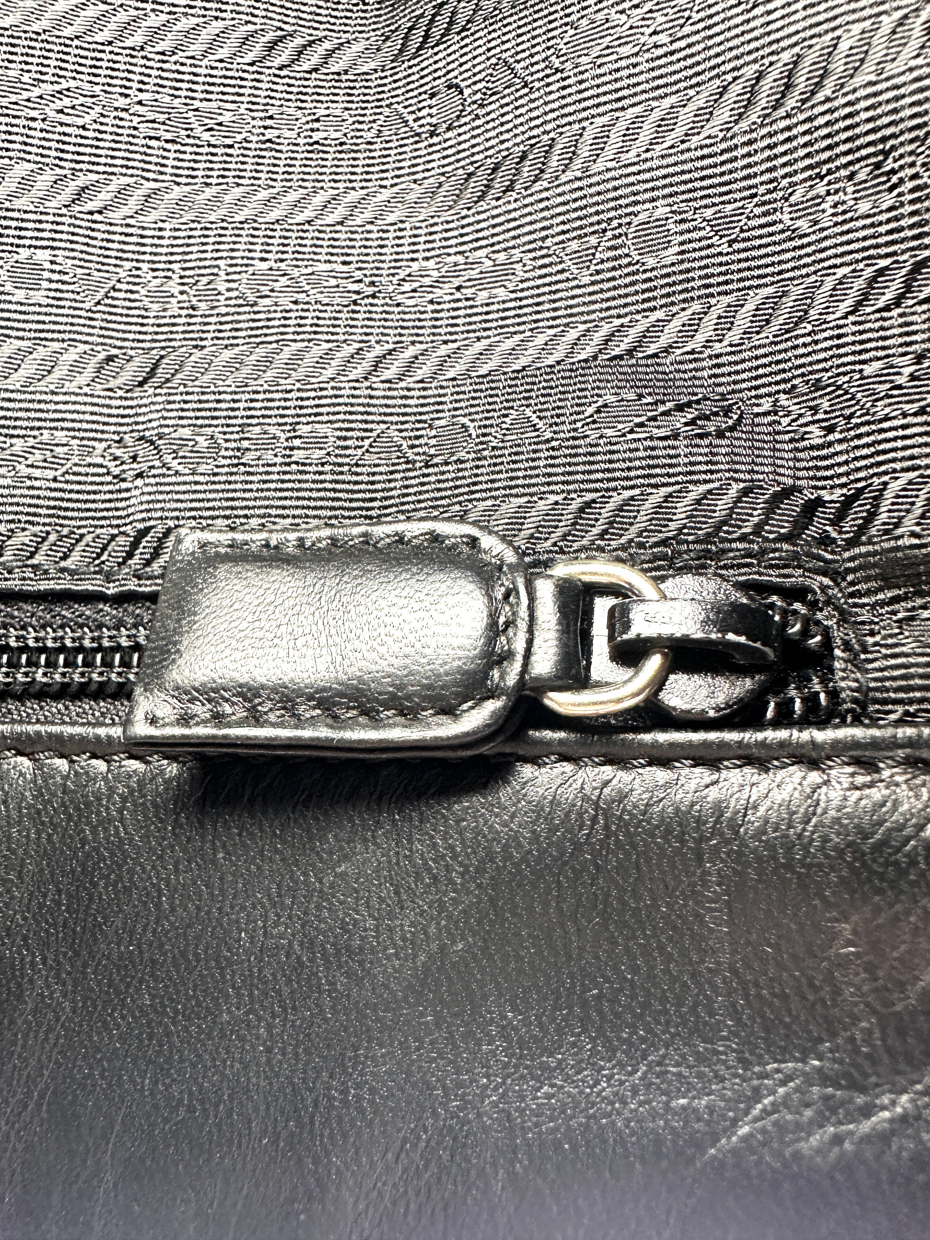 Prada Black Leather Triangle Logo Shoulder Bag PR395