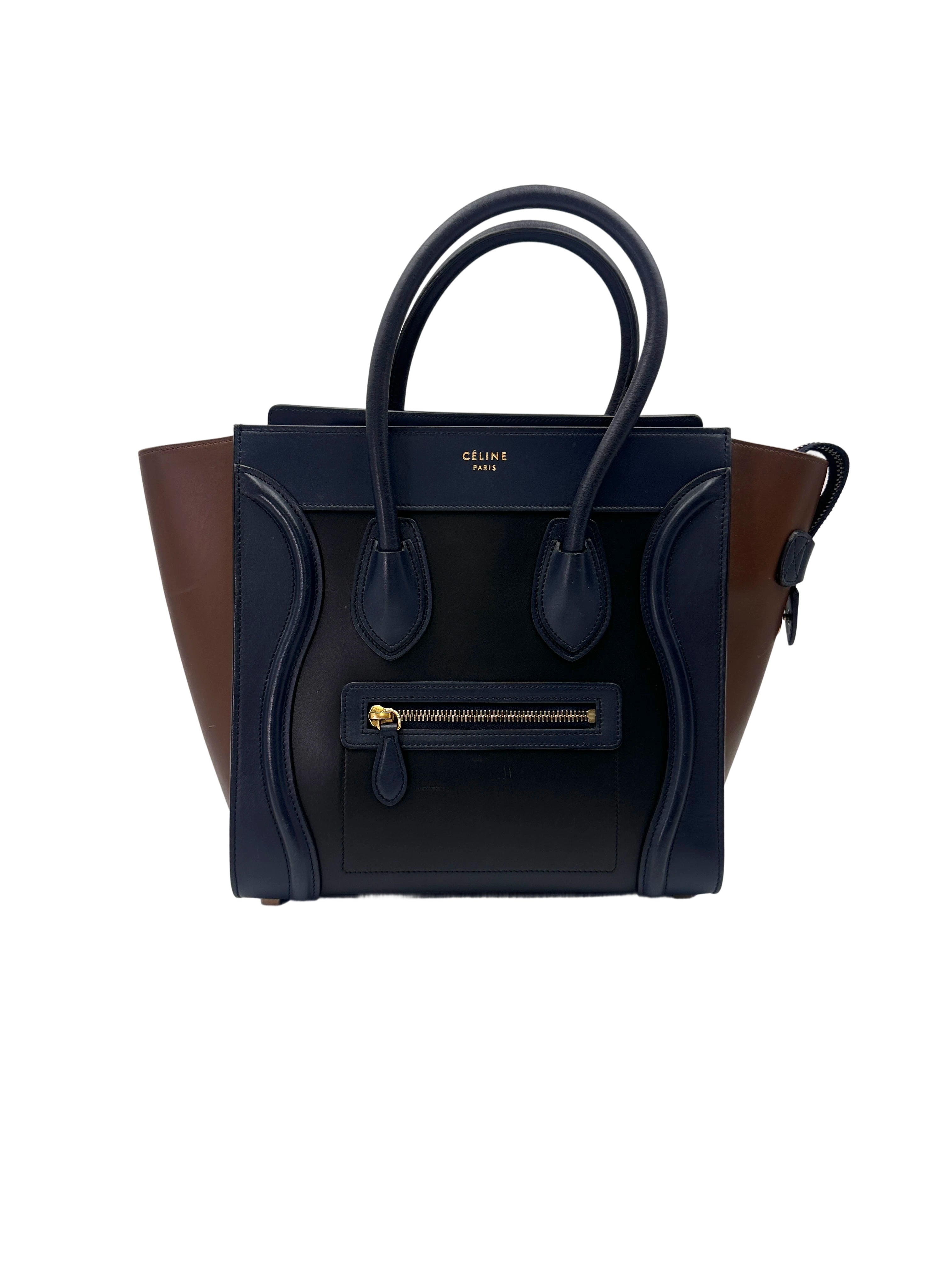 Celine Luggage Black Leather Tote Handle Bag CE164