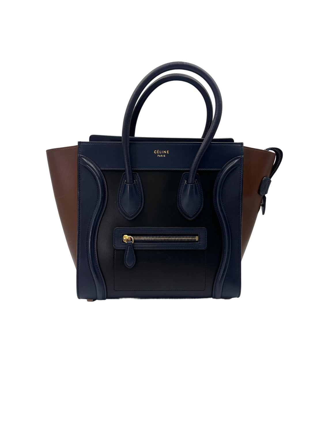 Celine Luggage Black Leather Tote Handle Bag CE164