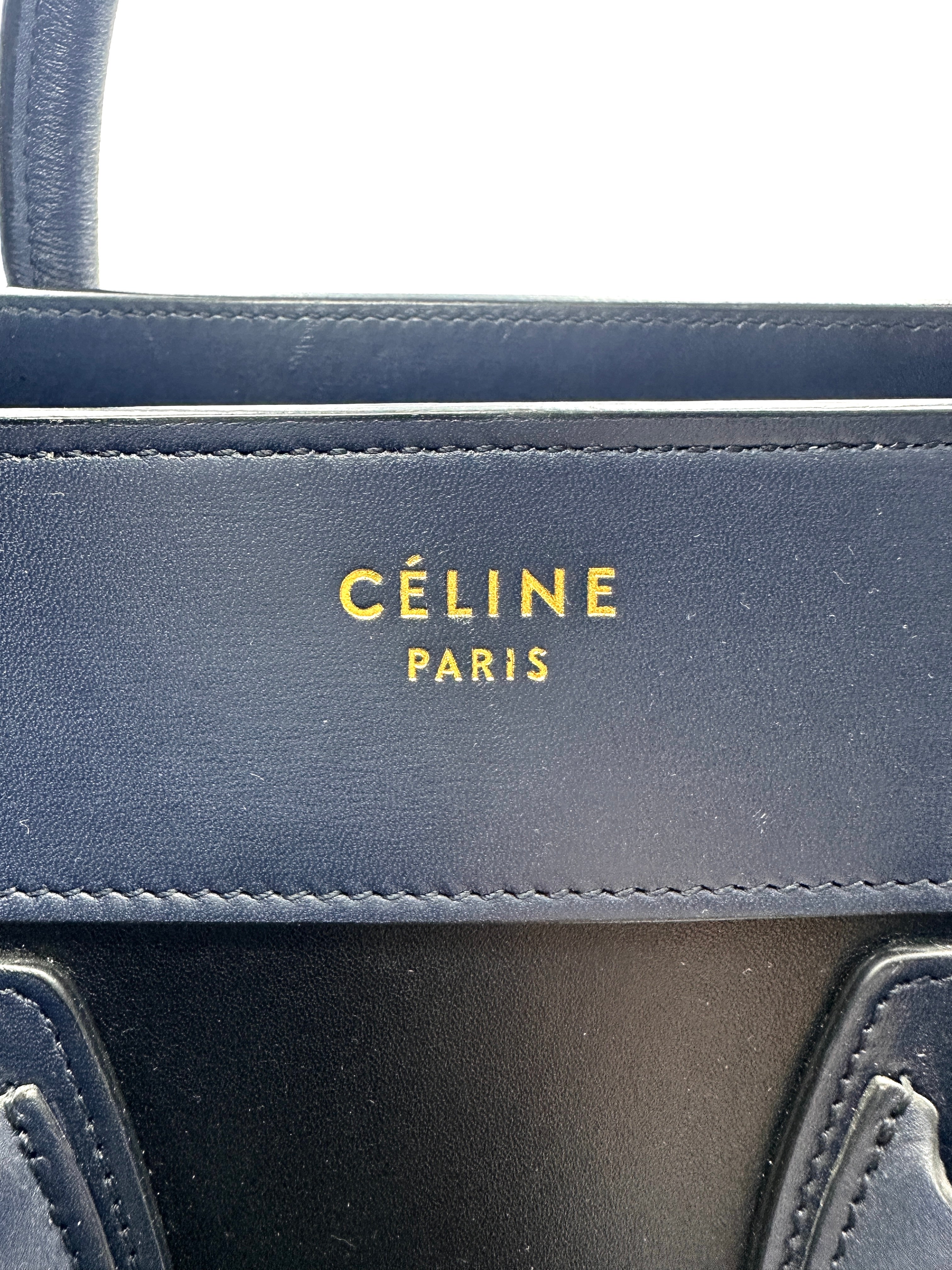 Celine Luggage Black Leather Tote Handle Bag CE164