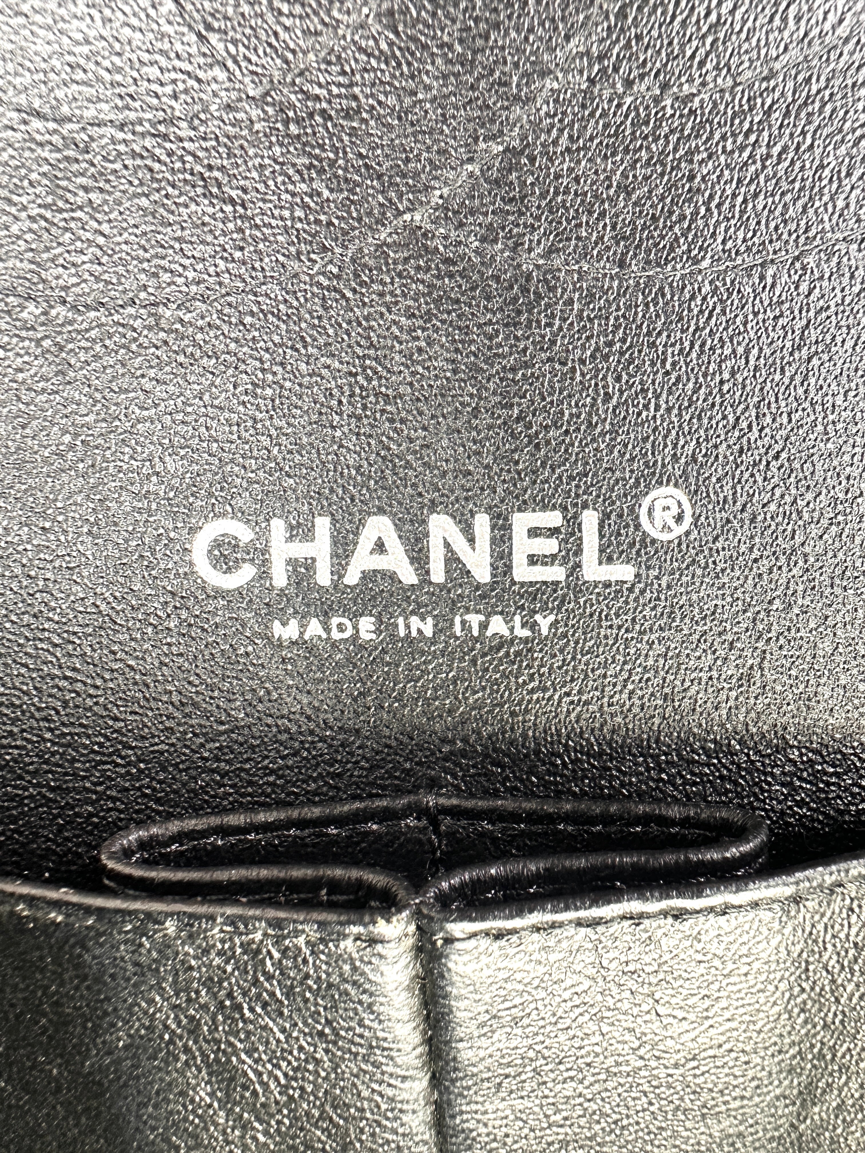 Chanel Classic Flap Black Quilted Patent Leather Jumbo Shoulder Bag With Silver Buckle(19***67) CC2042