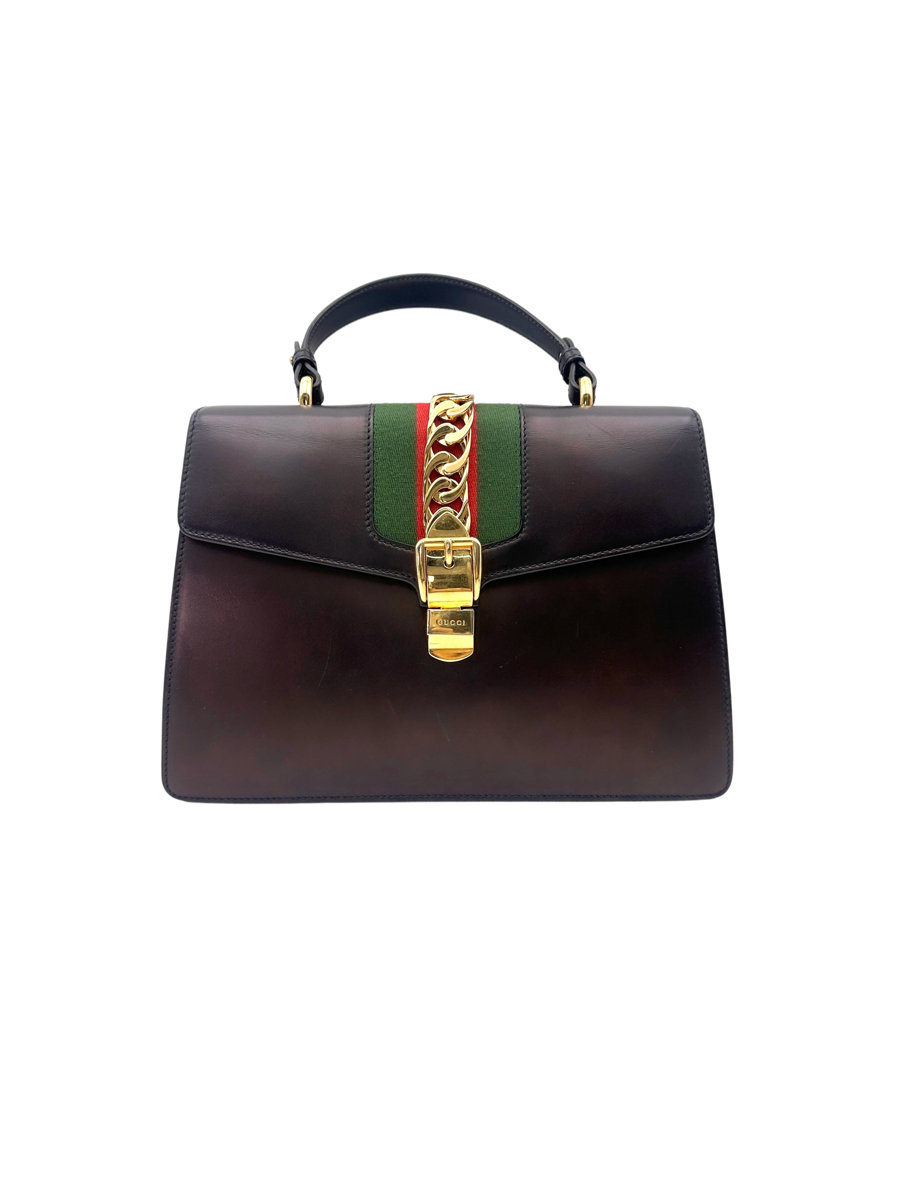 Gucci Sylvie Black Leather Shoulder Bag GG1115