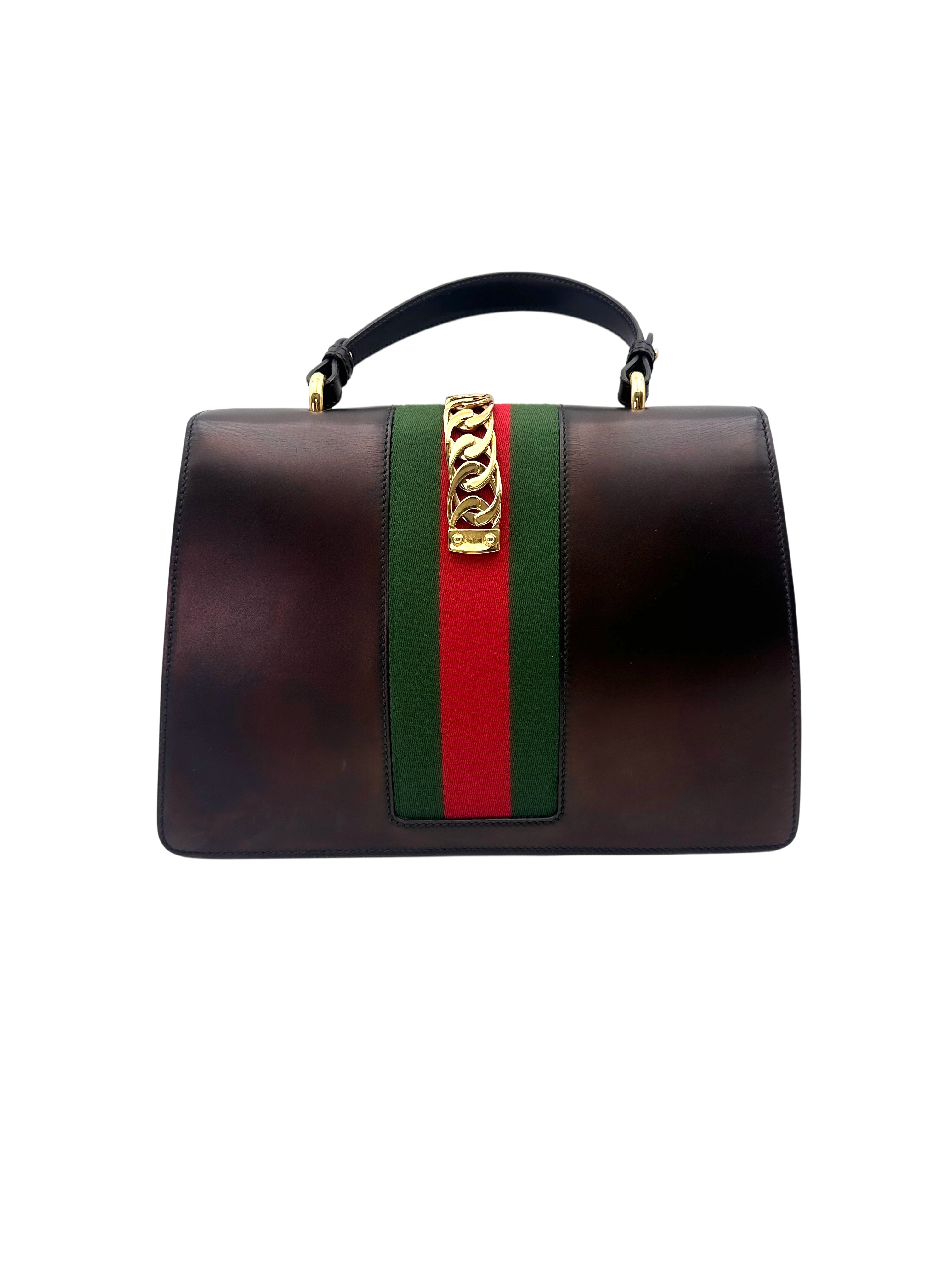 Gucci Sylvie Black Leather Shoulder Bag GG1115