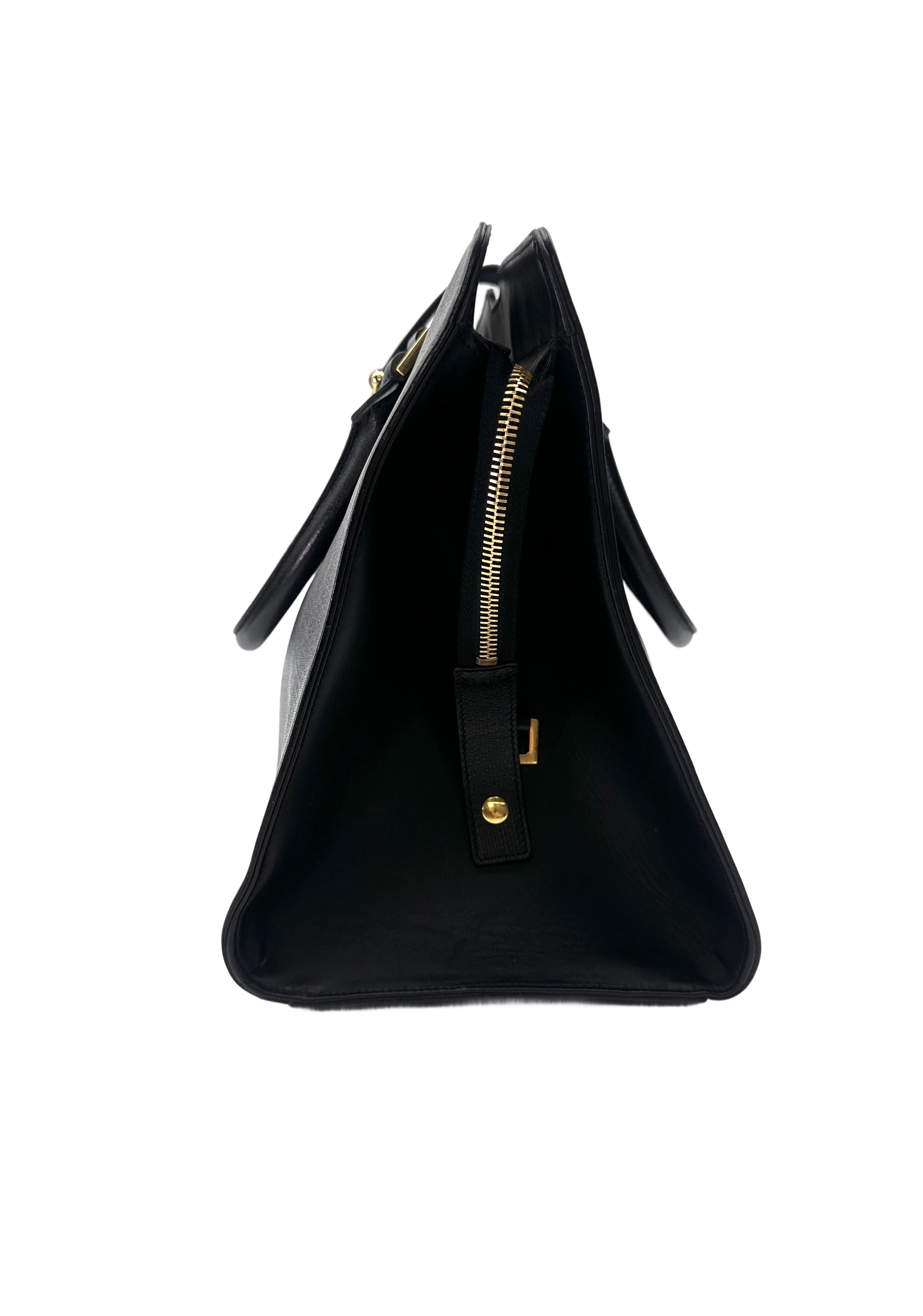 Saint Laurent Cabas Y Black Leather Handle Bag SL242