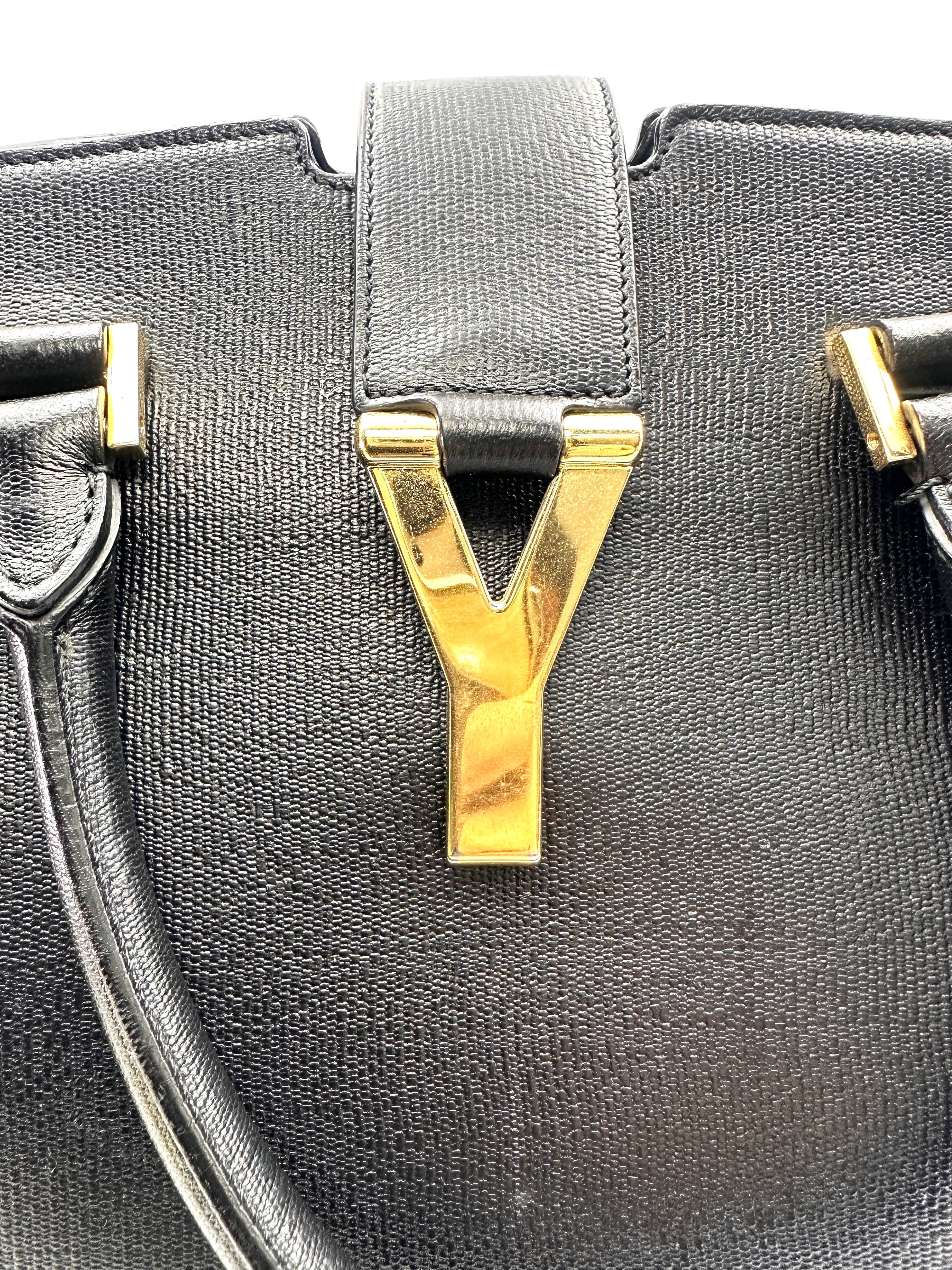 Saint Laurent Cabas Y Black Leather Handle Bag SL242