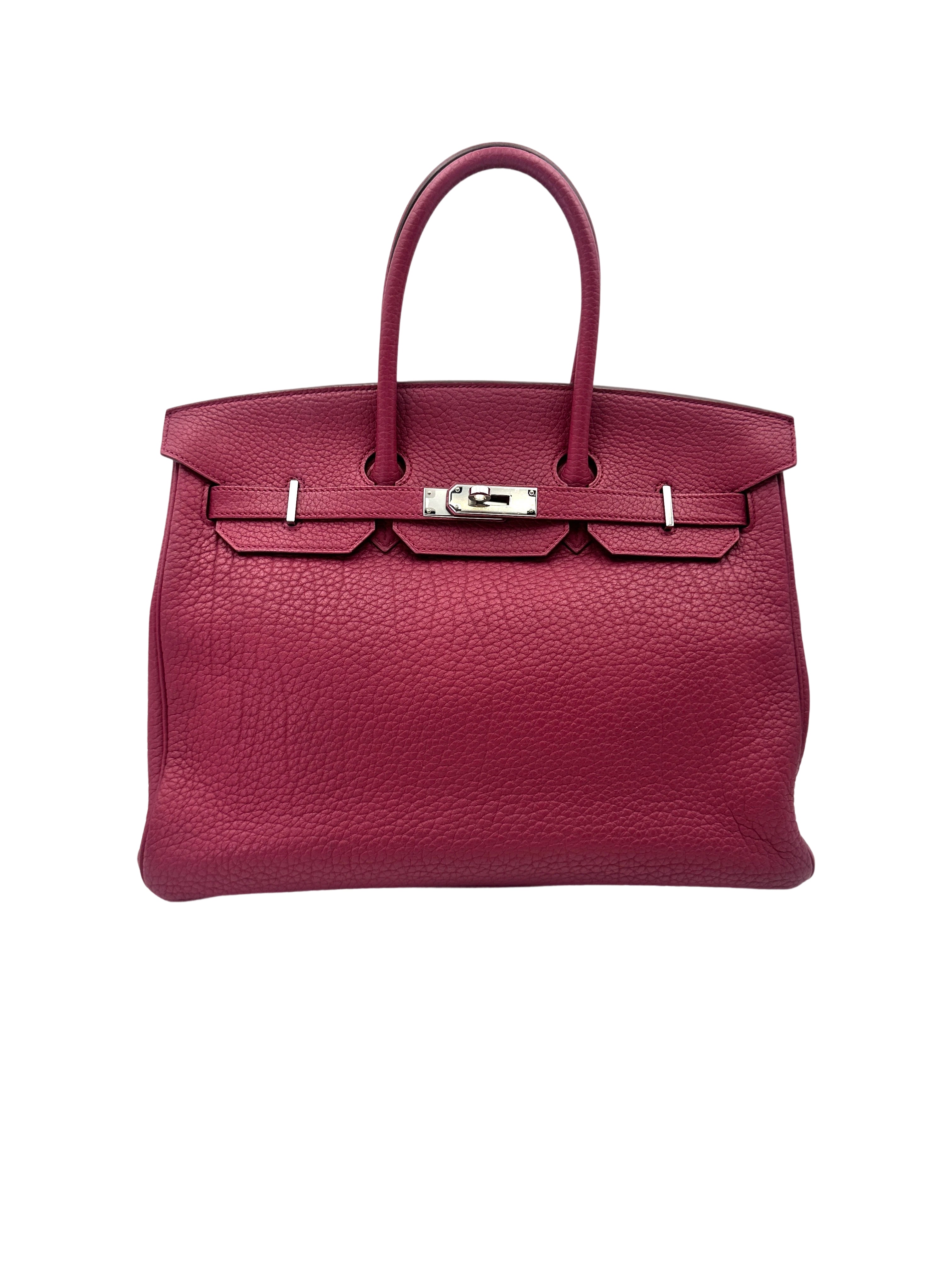 Hermes Birkin35 Pink Leather Top Handle Bag HR130