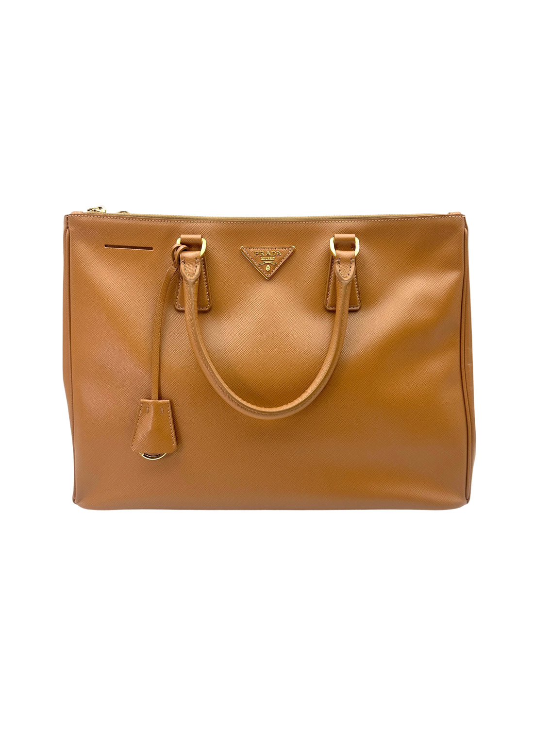 Prada Galleria Brown Saffiano Leather Handle Bag PR397