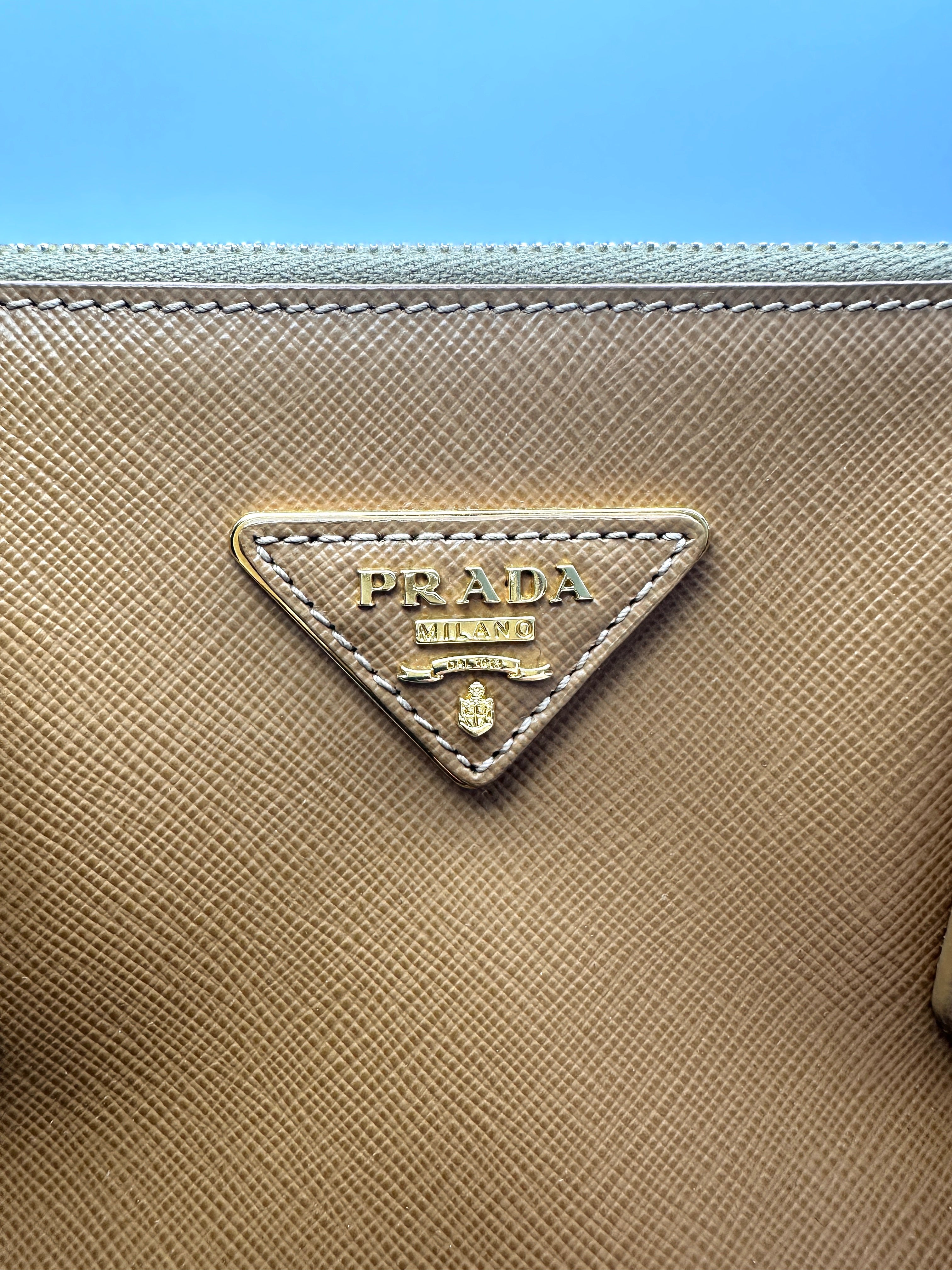Prada Galleria Brown Saffiano Leather Handle Bag PR397