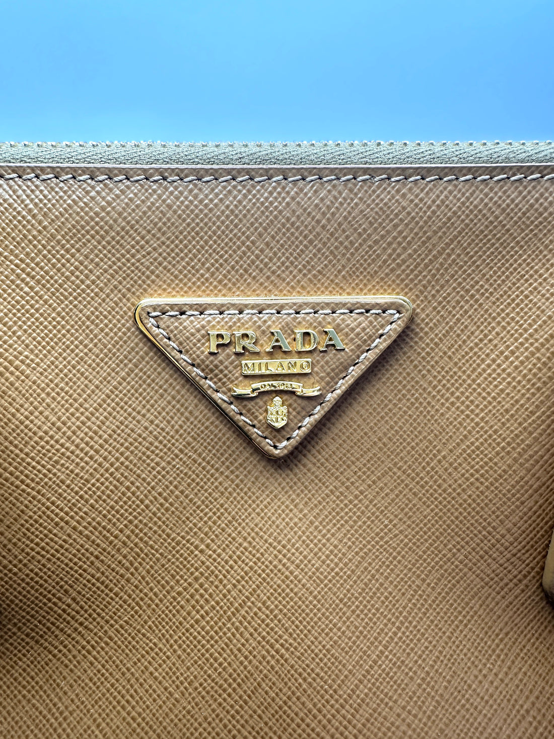 Prada Galleria Brown Saffiano Leather Handle Bag PR397