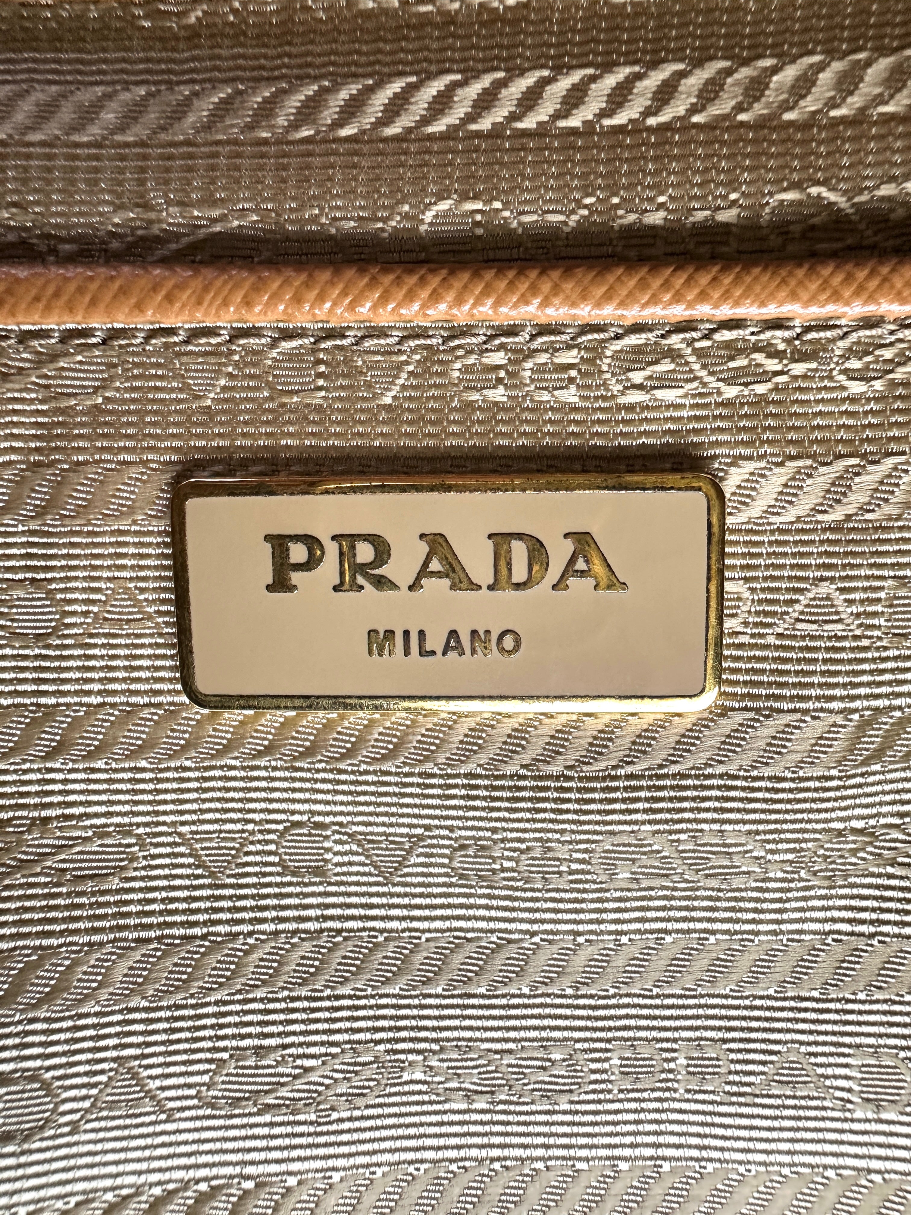 Prada Galleria Brown Saffiano Leather Handle Bag PR397