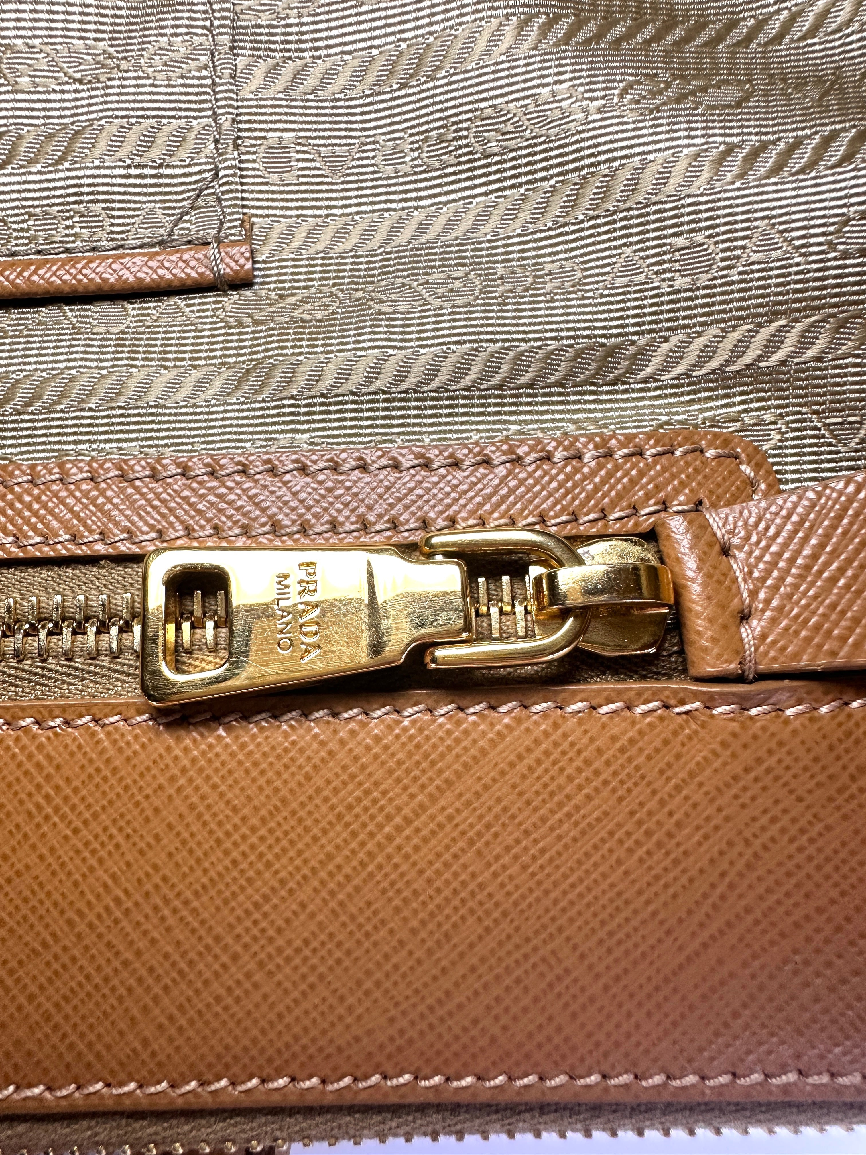 Prada Galleria Brown Saffiano Leather Handle Bag PR397