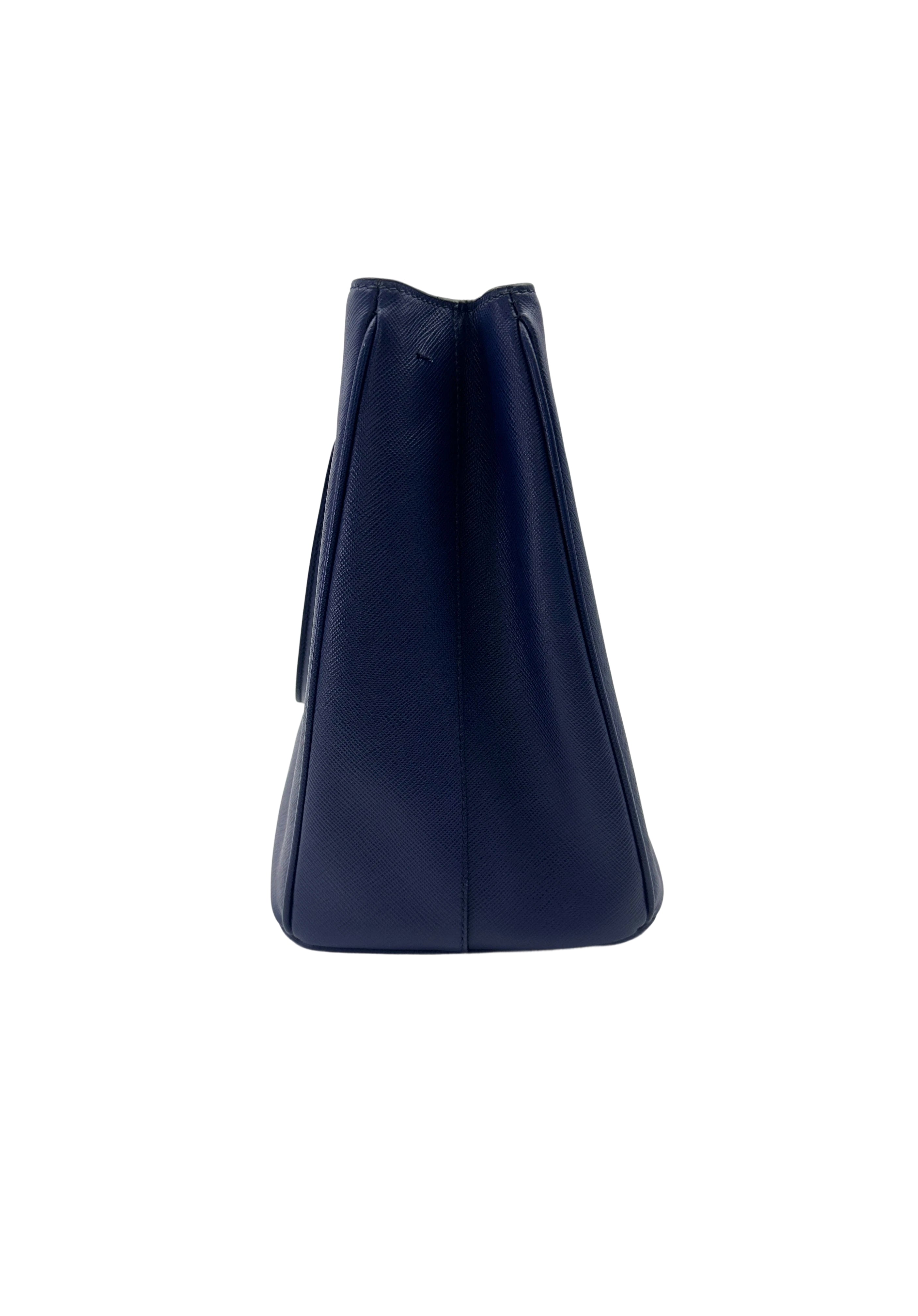 Prada Galleria Blue Saffiano Leather Handle Bag PR396