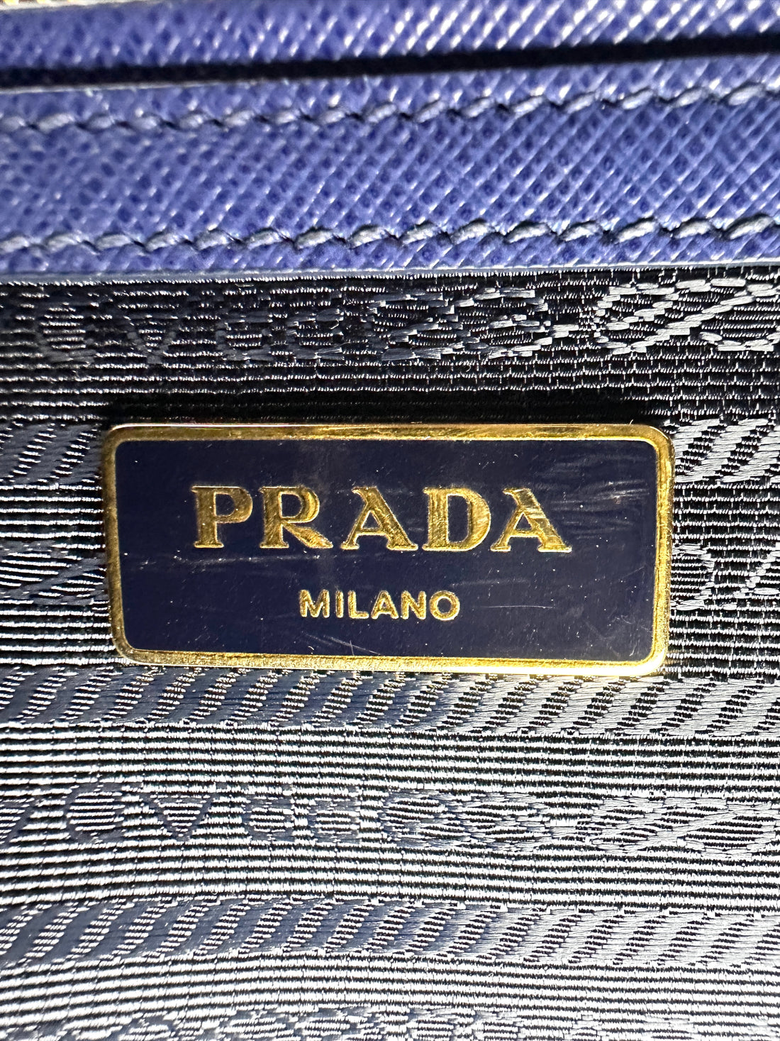 Prada Galleria Blue Saffiano Leather Handle Bag PR396