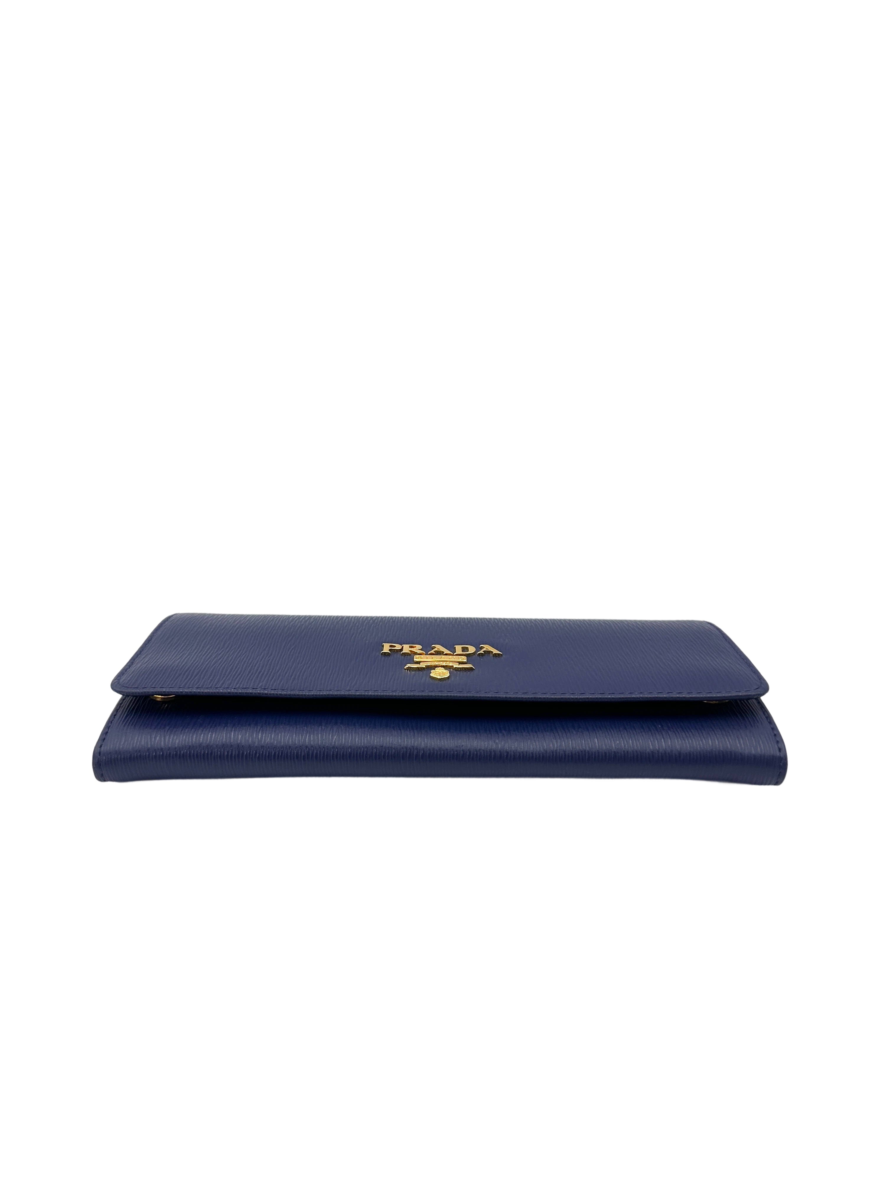 Prada Blue Epi Leather Wallet On Chain PR398