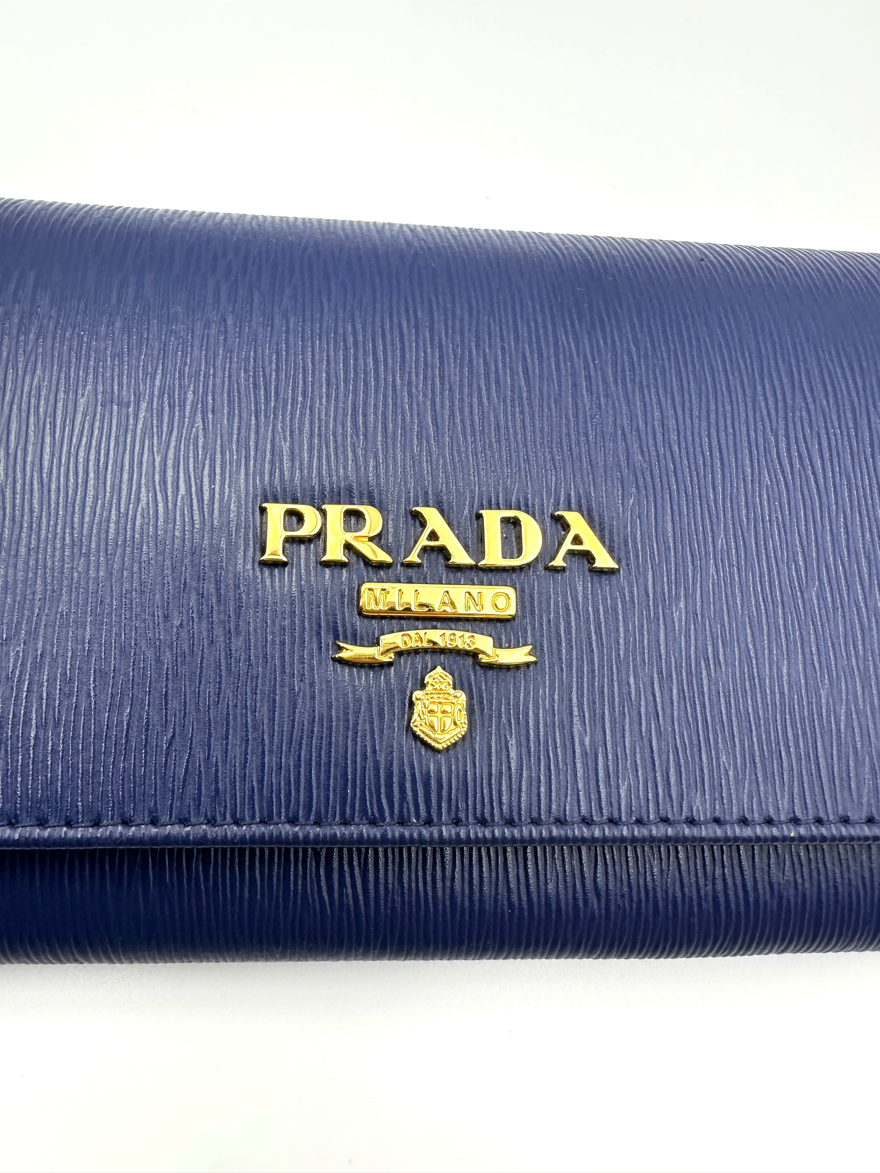 Prada Blue Epi Leather Wallet On Chain PR398