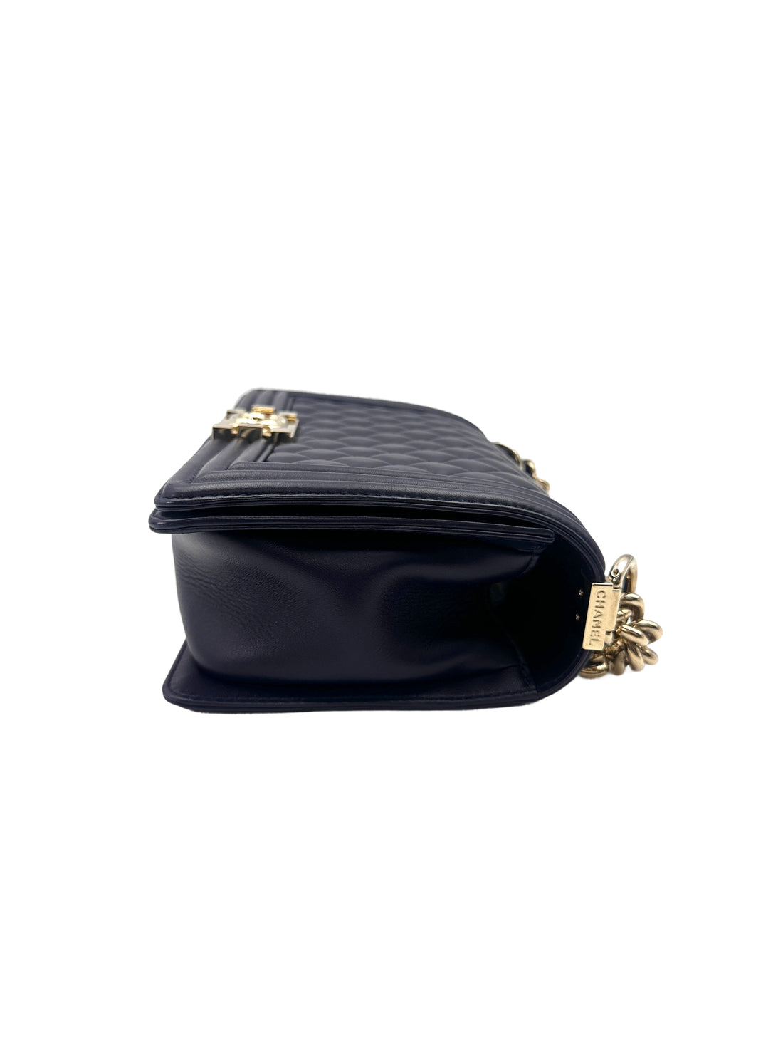 Chanel LeBoy Navy Quilted Calfskin Medium Size Flap Bag With Gold Hardware(22***57) CC2033