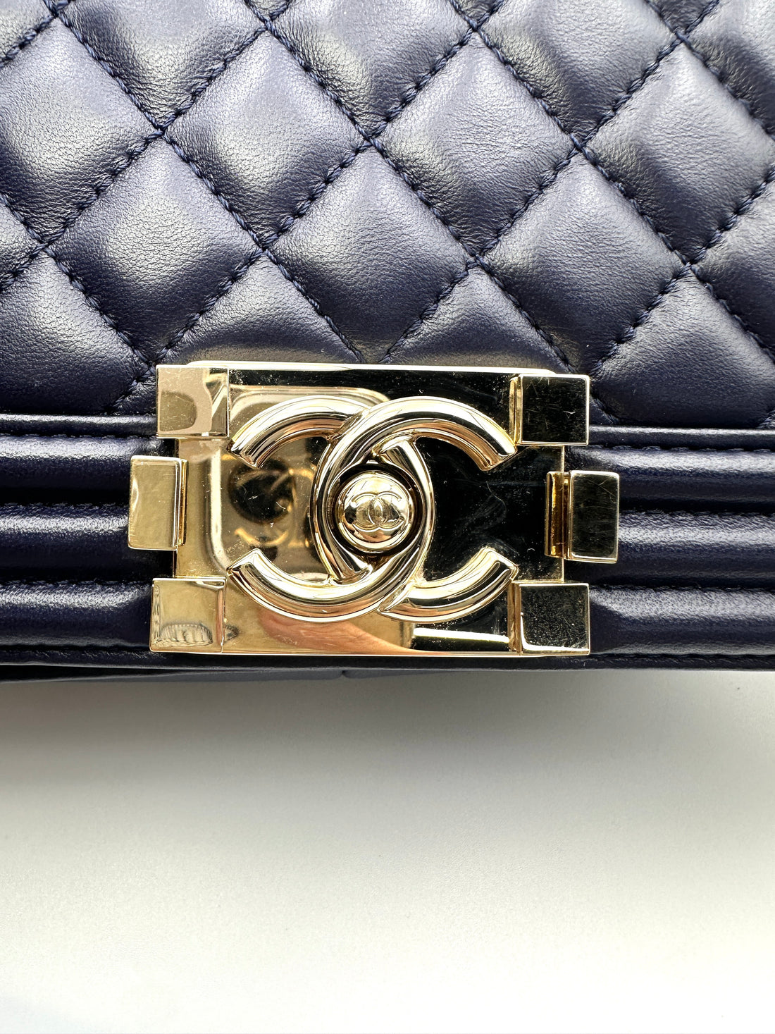 Chanel LeBoy Navy Quilted Calfskin Medium Size Flap Bag With Gold Hardware(22***57) CC2033