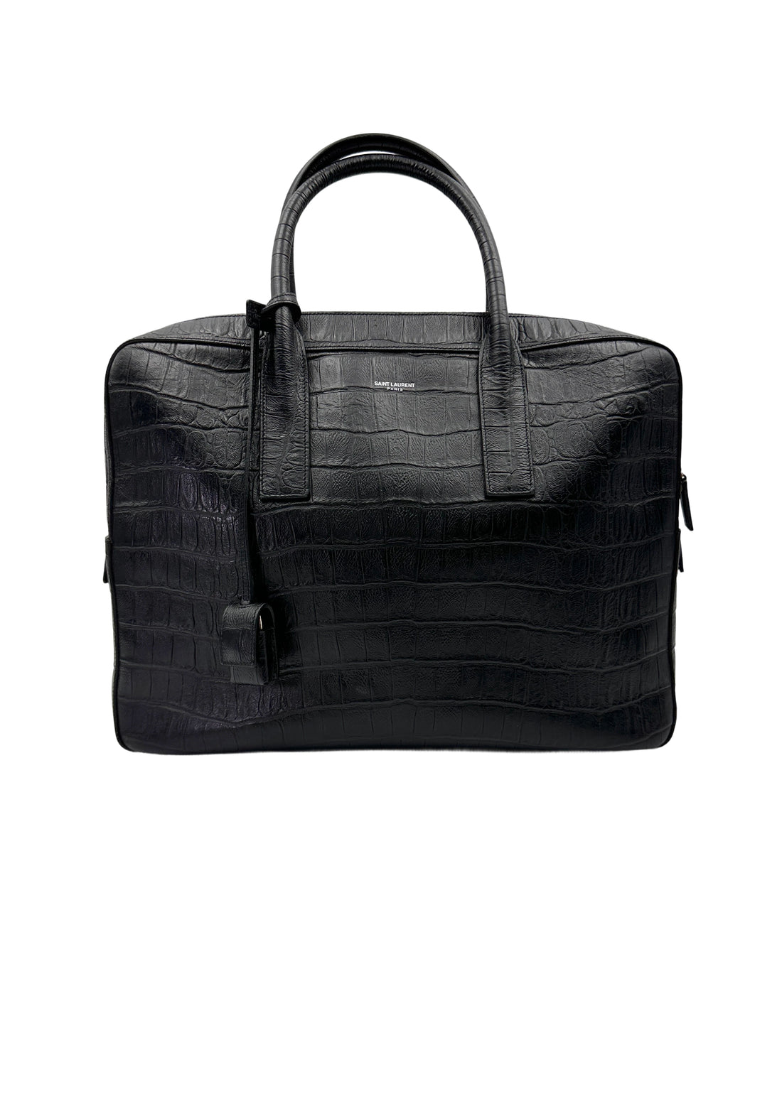 Saint Laurent Museum Black Crocodile-Embossed Leather Handle Bag SL245