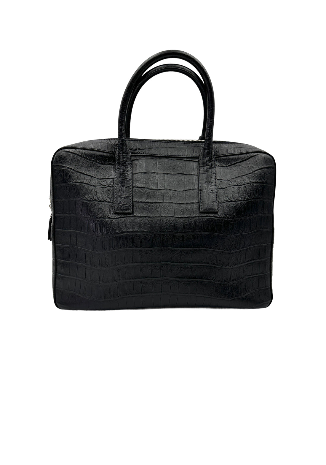 Saint Laurent Museum Black Crocodile-Embossed Leather Handle Bag SL245