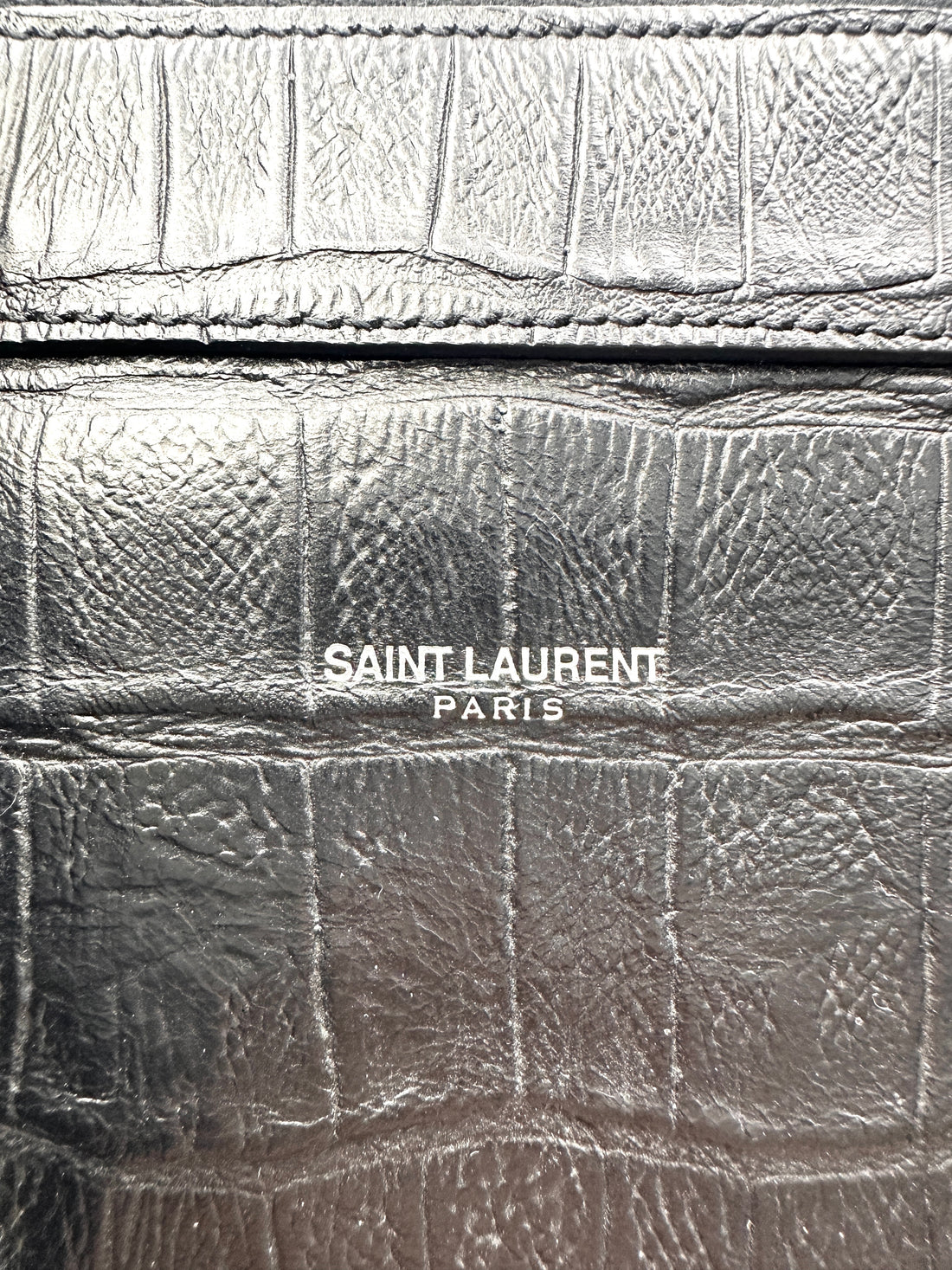 Saint Laurent Museum Black Crocodile-Embossed Leather Handle Bag SL245