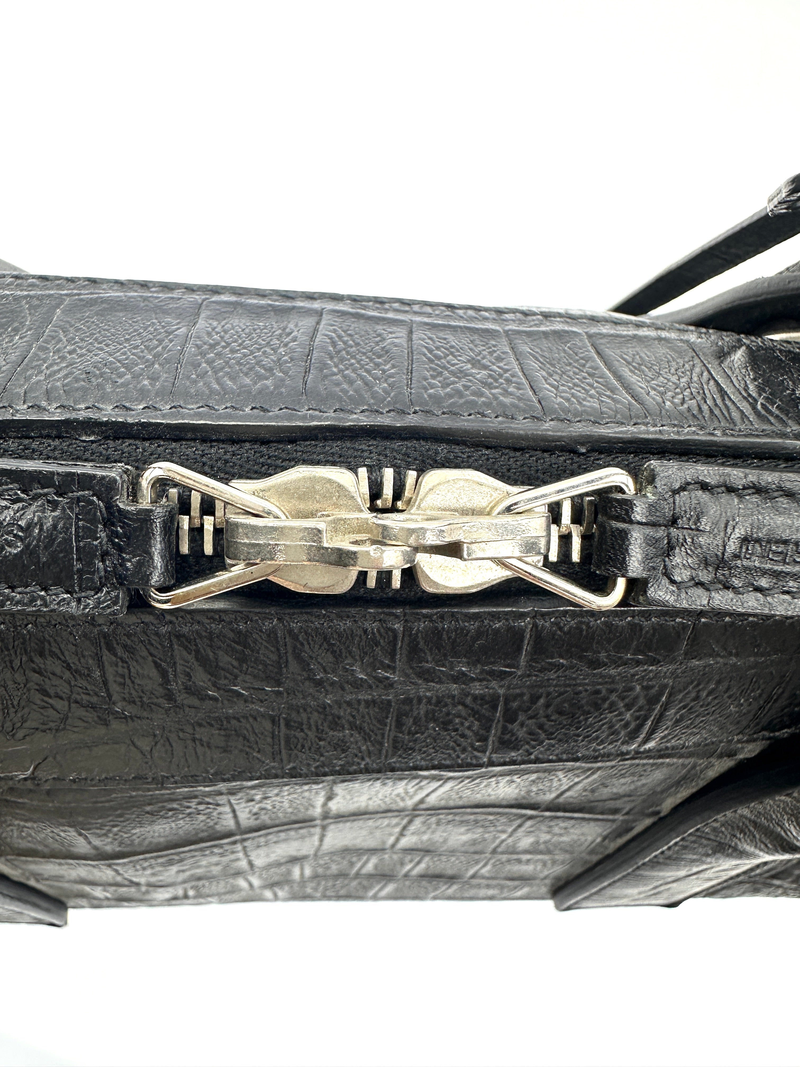 Saint Laurent Museum Black Crocodile-Embossed Leather Handle Bag SL245