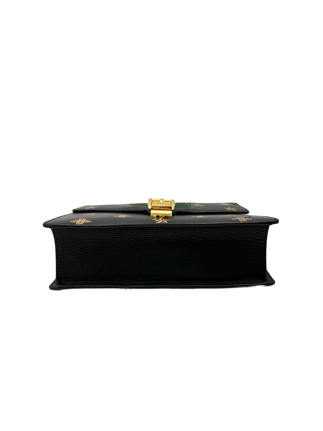Gucci Sylvie Bee Star Black Leather Small Size Shoulder Bag GG1122