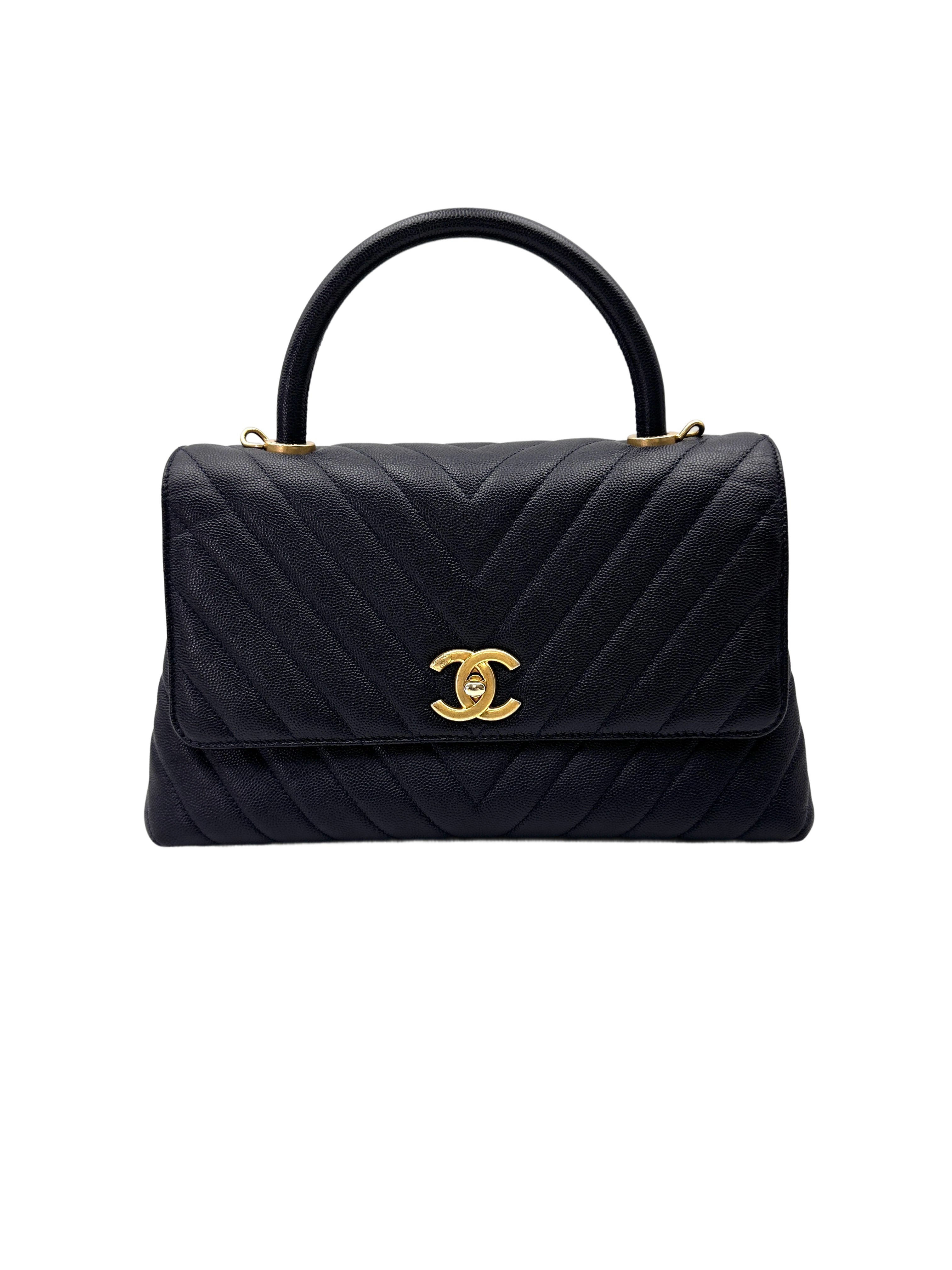 Chanel CoCo Handle Navy Quilted Calfskin Medium Size Shoulder Bag(26***66) CC2041