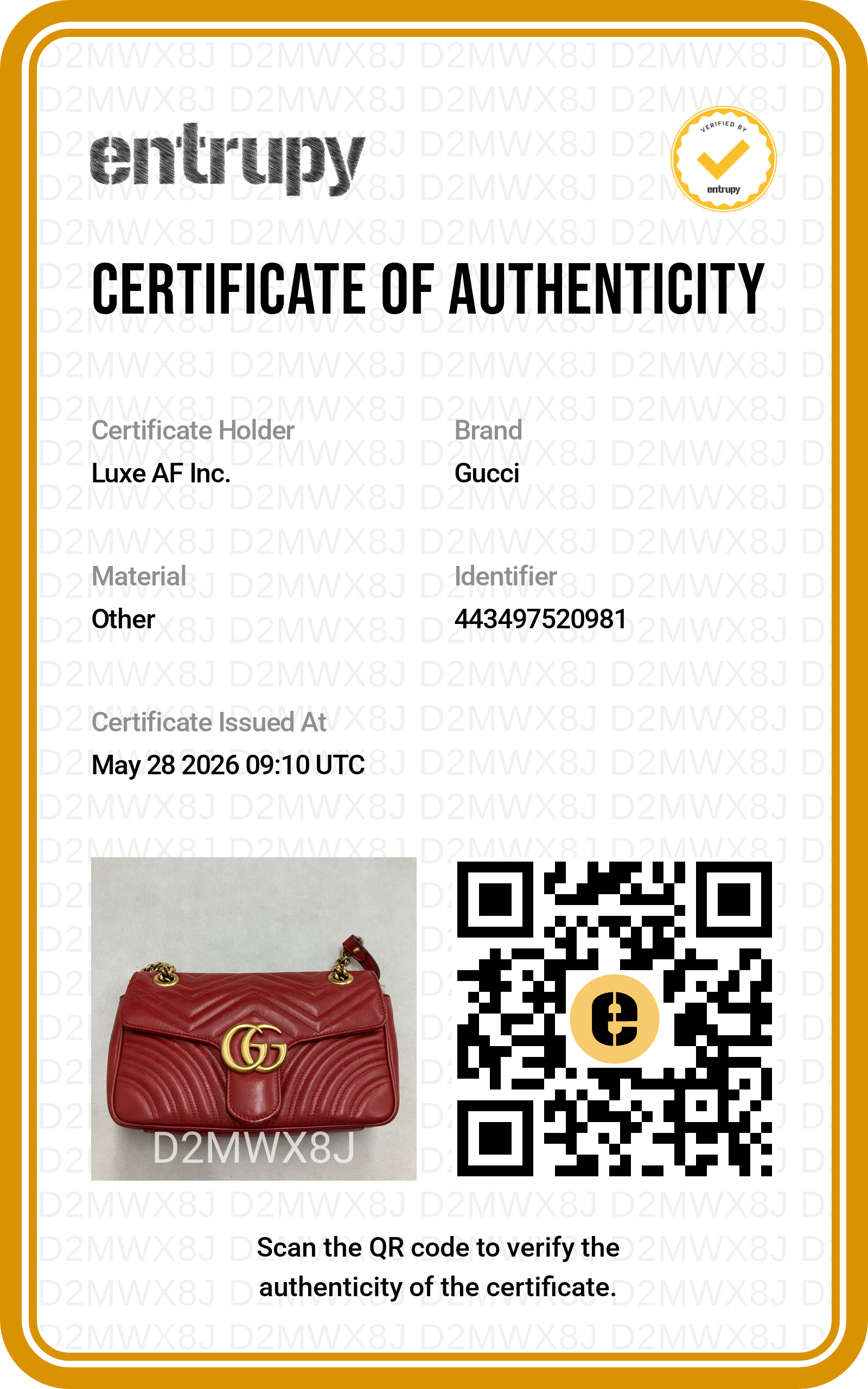 Gucci GG Marmont Red Matelasse Leather Shoulder Bag GG1203