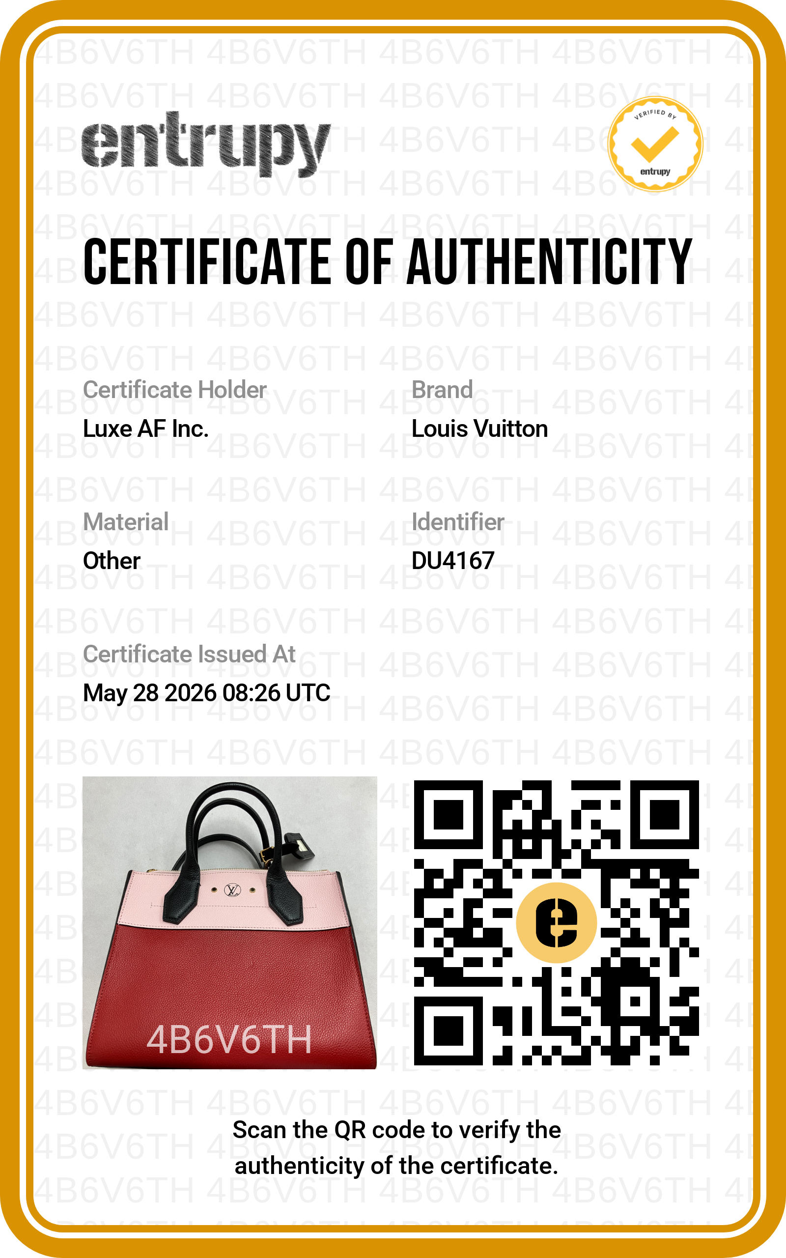 Louis Vuitton City Steamer PM Red/Pink Grained Leather Handle Bag LV2862