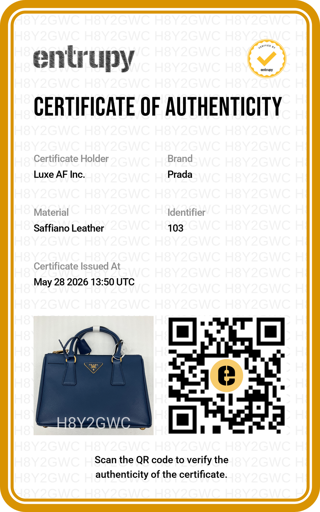 Prada Galleria Navy Saffiano Leather Small Size Handle Bag PR399