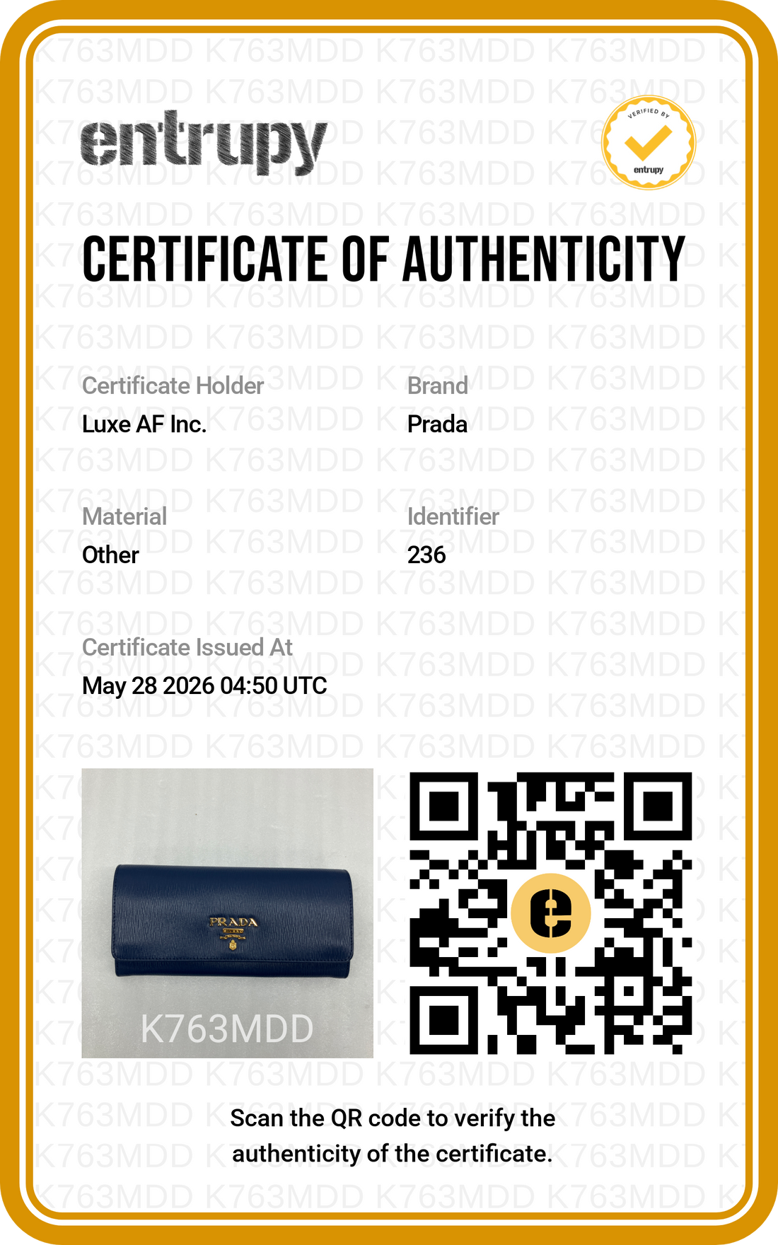 Prada Blue Epi Leather Wallet On Chain PR398
