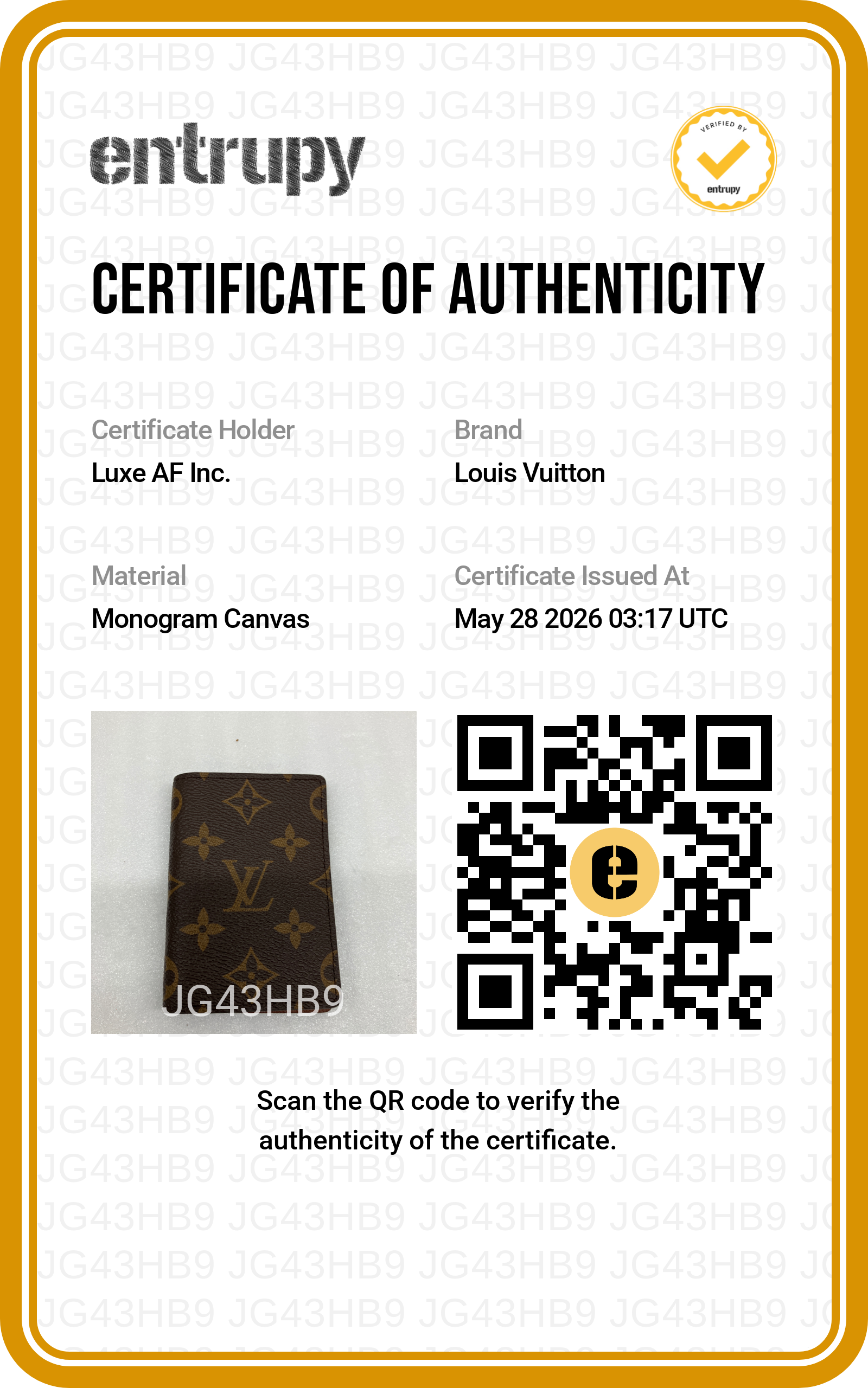 Louis Vuitton Monogram Canvas Card Holder LVA11