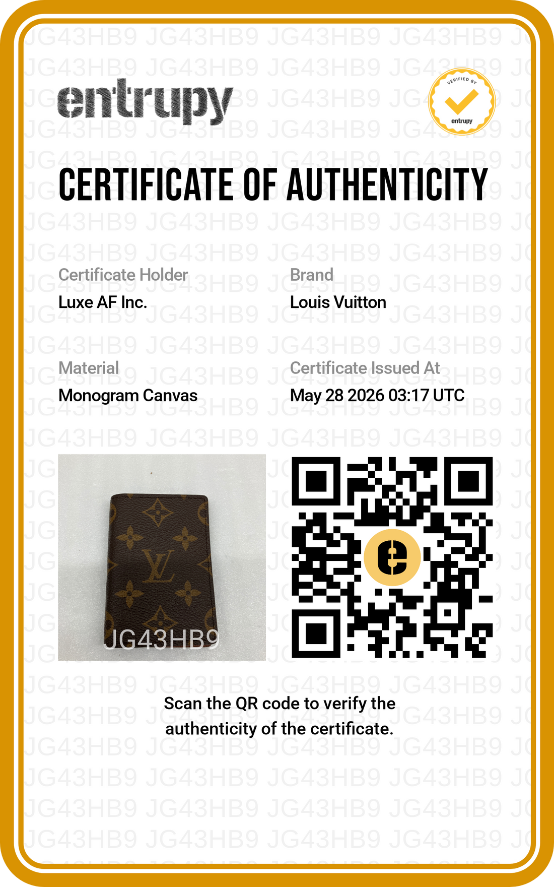 Louis Vuitton Monogram Canvas Card Holder LVA11