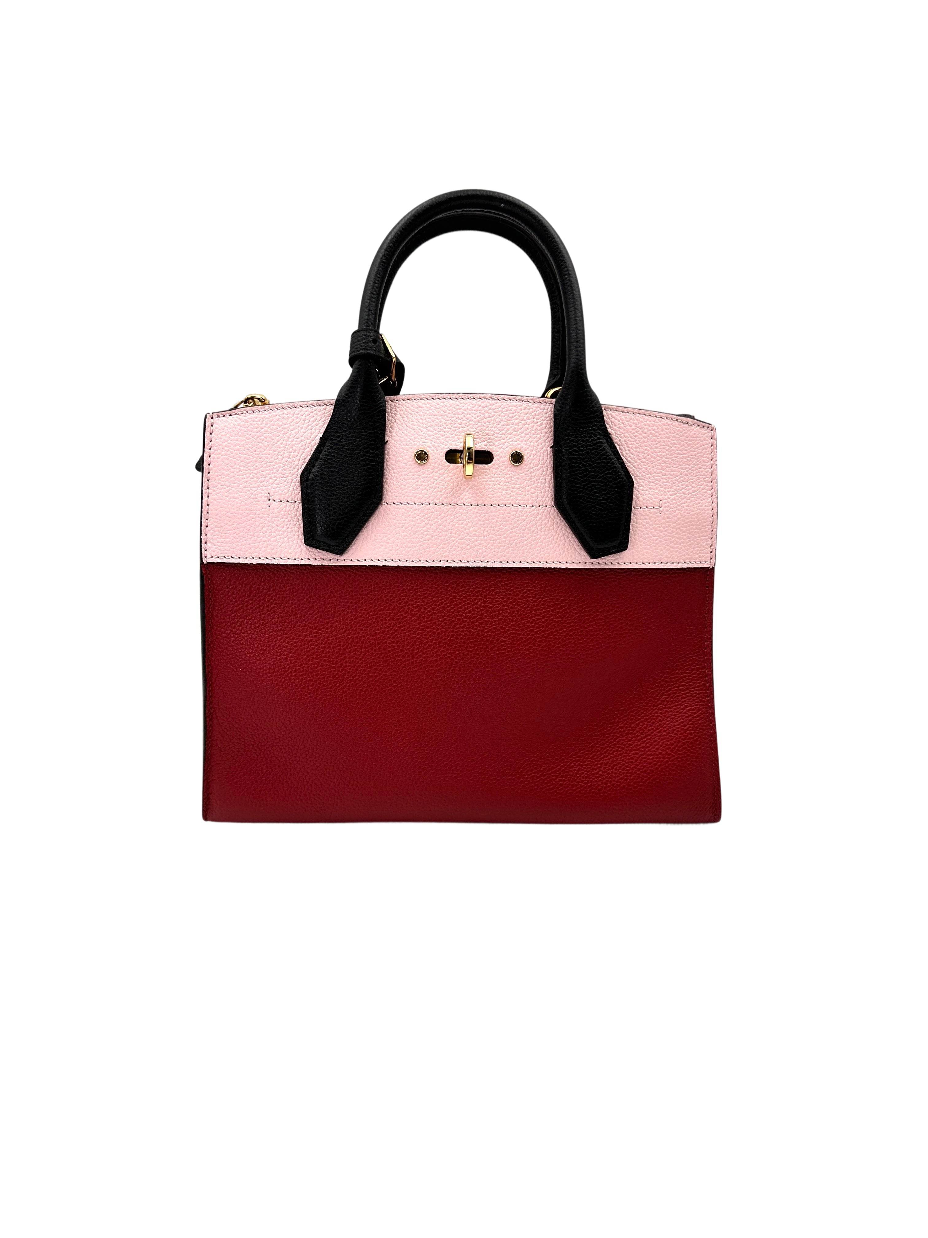 Louis Vuitton City Steamer PM Red/Pink Grained Leather Handle Bag LV2862