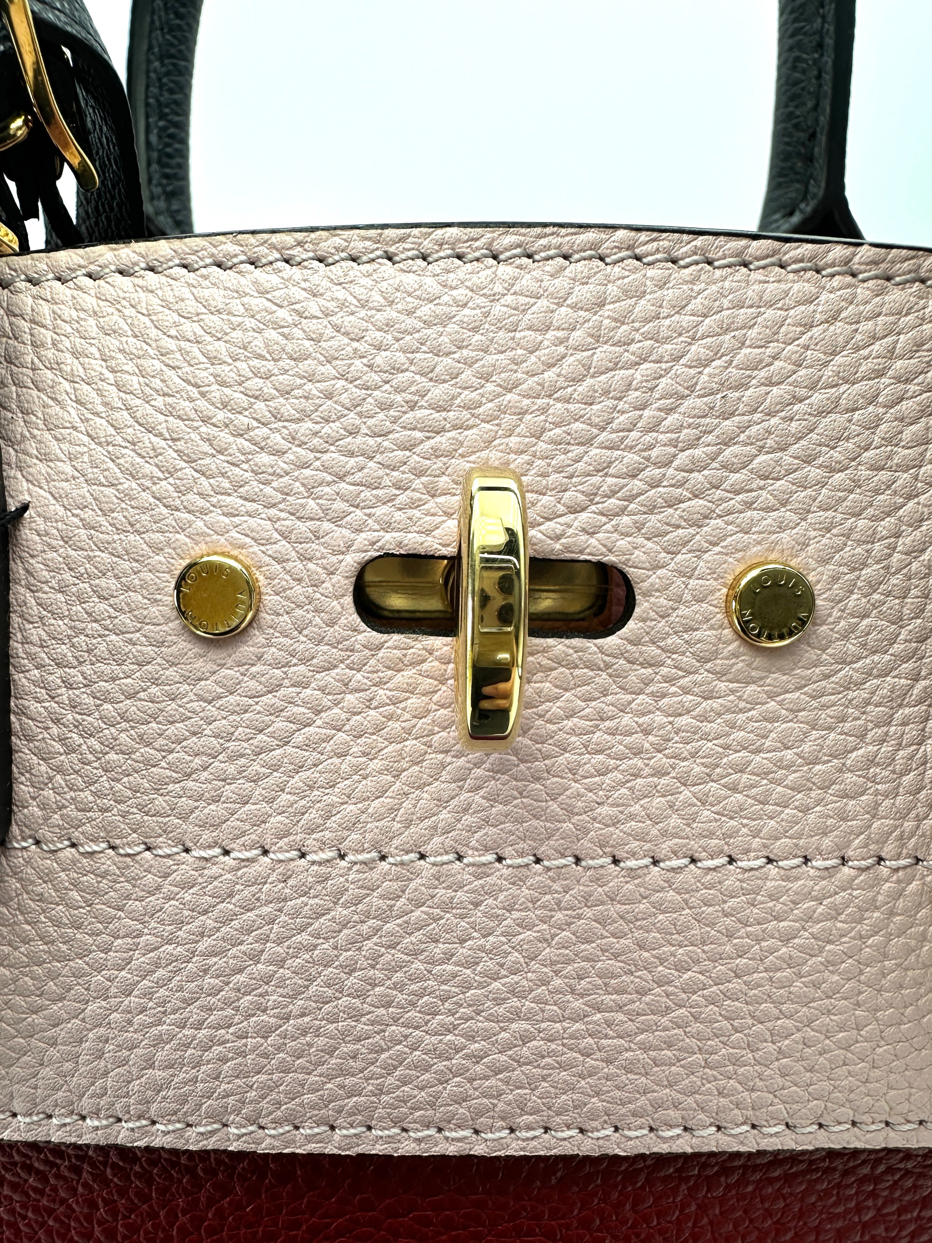 Louis Vuitton City Steamer PM Red/Pink Grained Leather Handle Bag LV2862