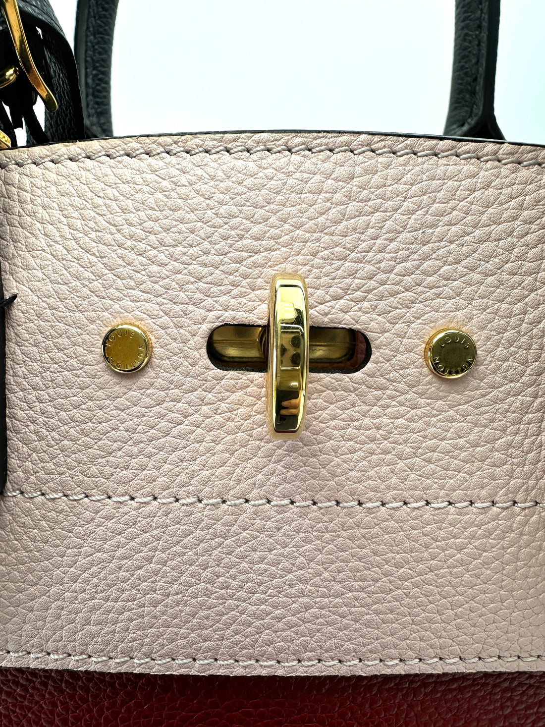 Louis Vuitton City Steamer PM Red/Pink Grained Leather Handle Bag LV2862