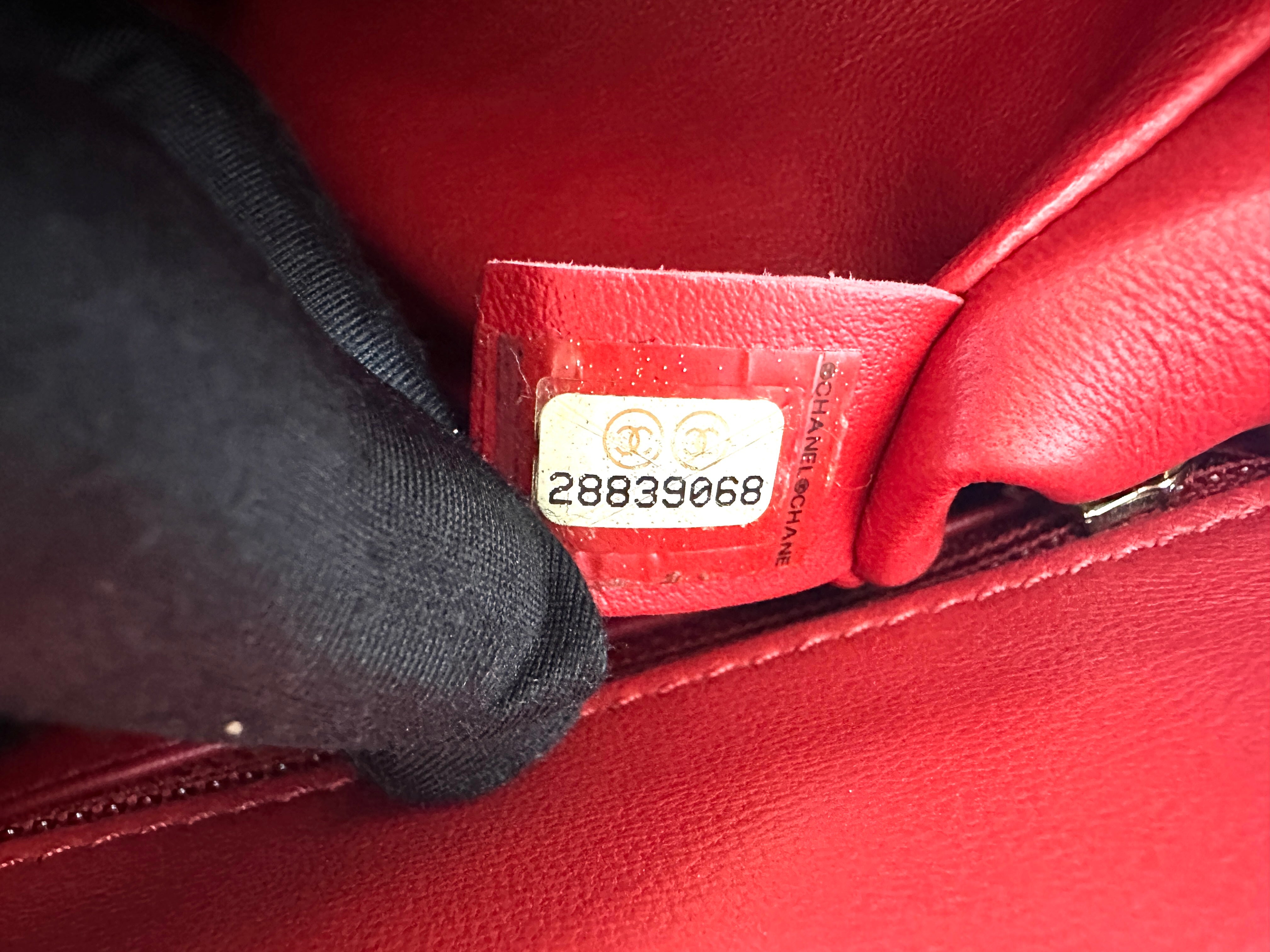 Chanel Classic Flap Red Quilted Lambskin Top Handle Flap Bag With Gold Buckle(28***68) CC2044