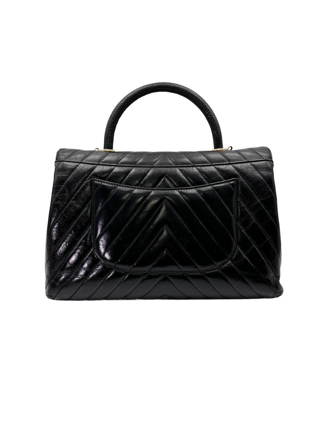 Chanel CoCo Handle Black Chevron Quilted Leather Large Size Shoulder Bag(24***91) CC2043