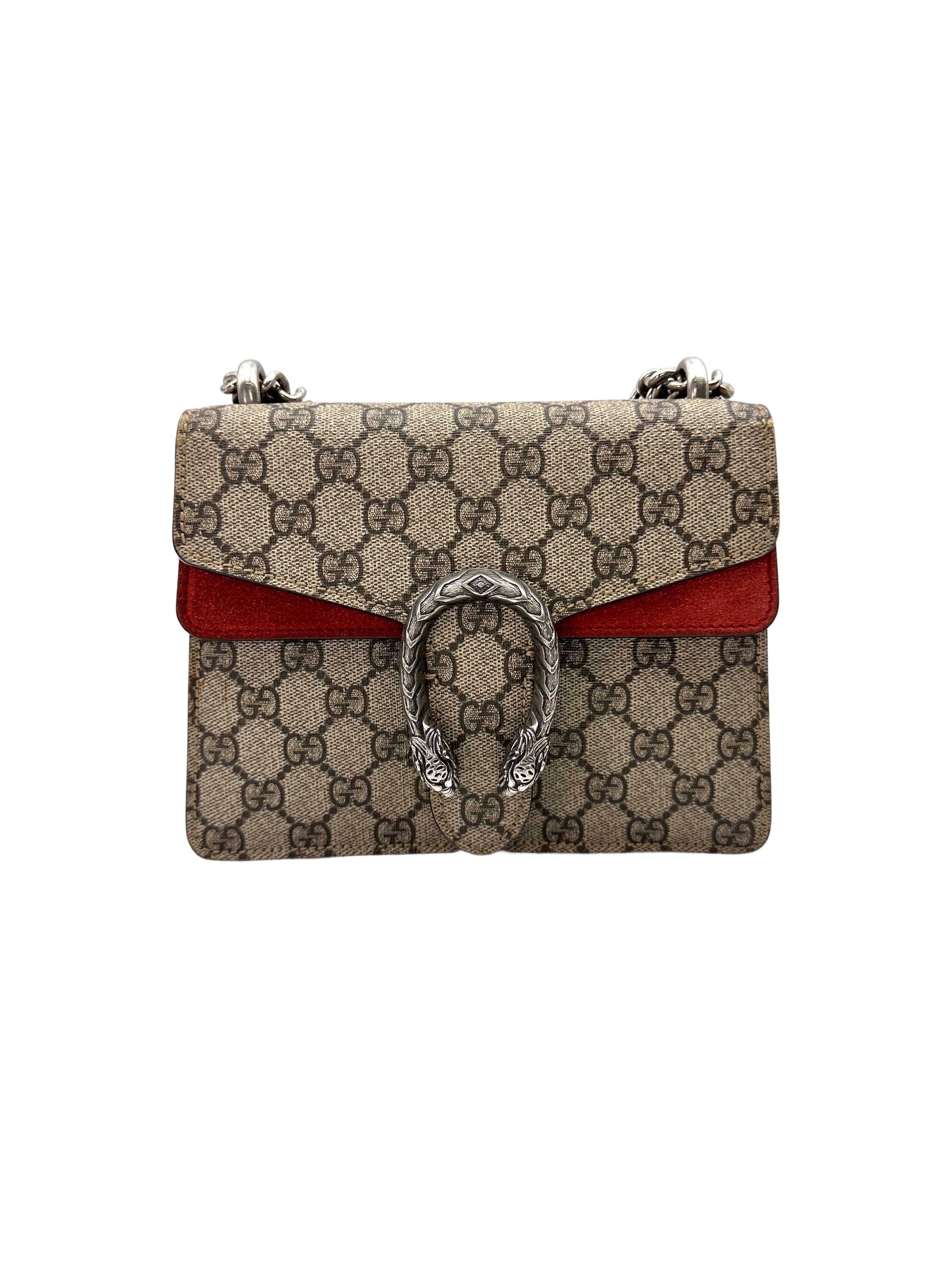 Gucci Dionysus GG Supreme Canvas Small Size Shoulder Bag With Red Tirm GG1124