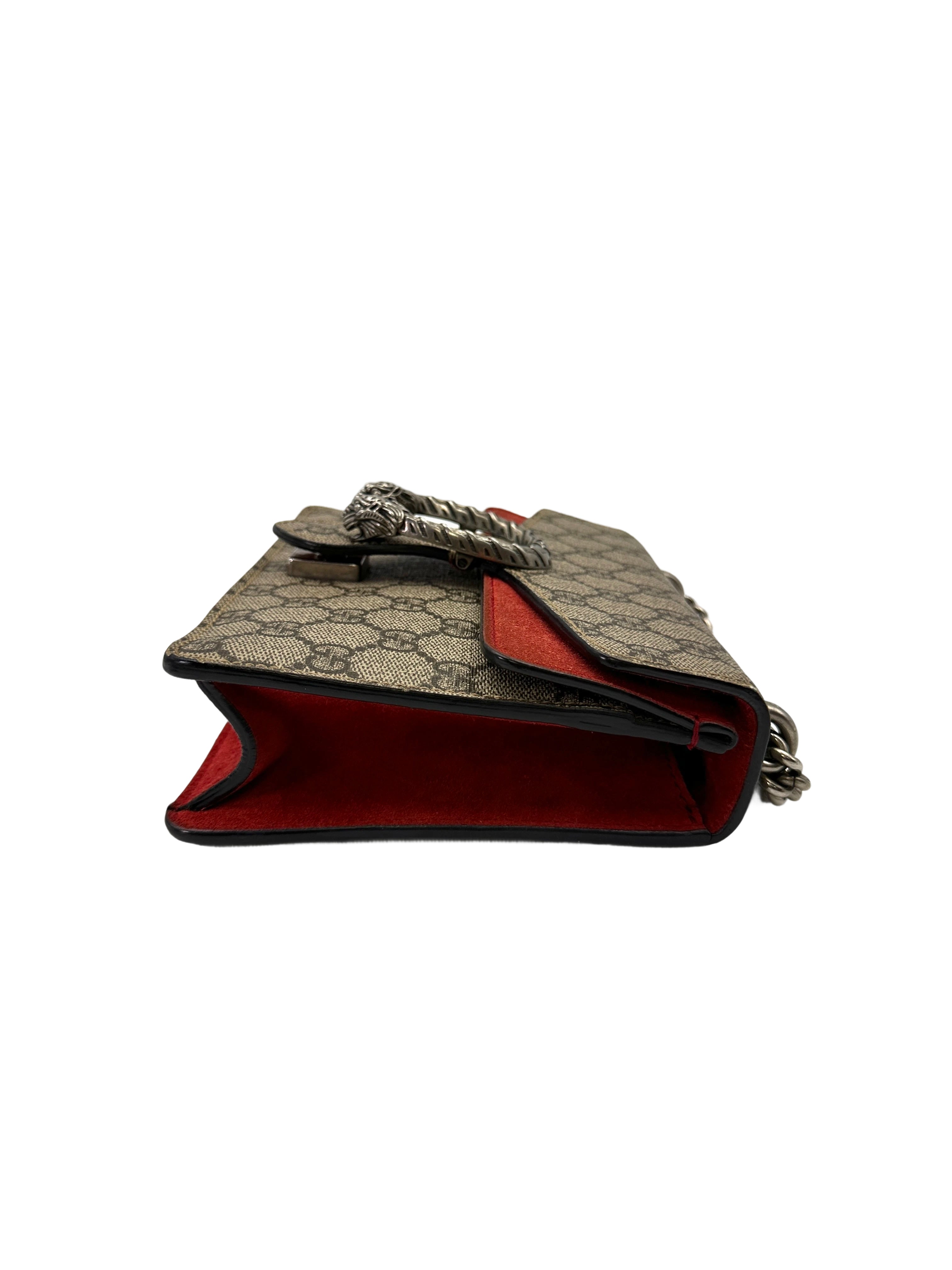 Gucci Dionysus GG Supreme Canvas Small Size Shoulder Bag With Red Tirm GG1124