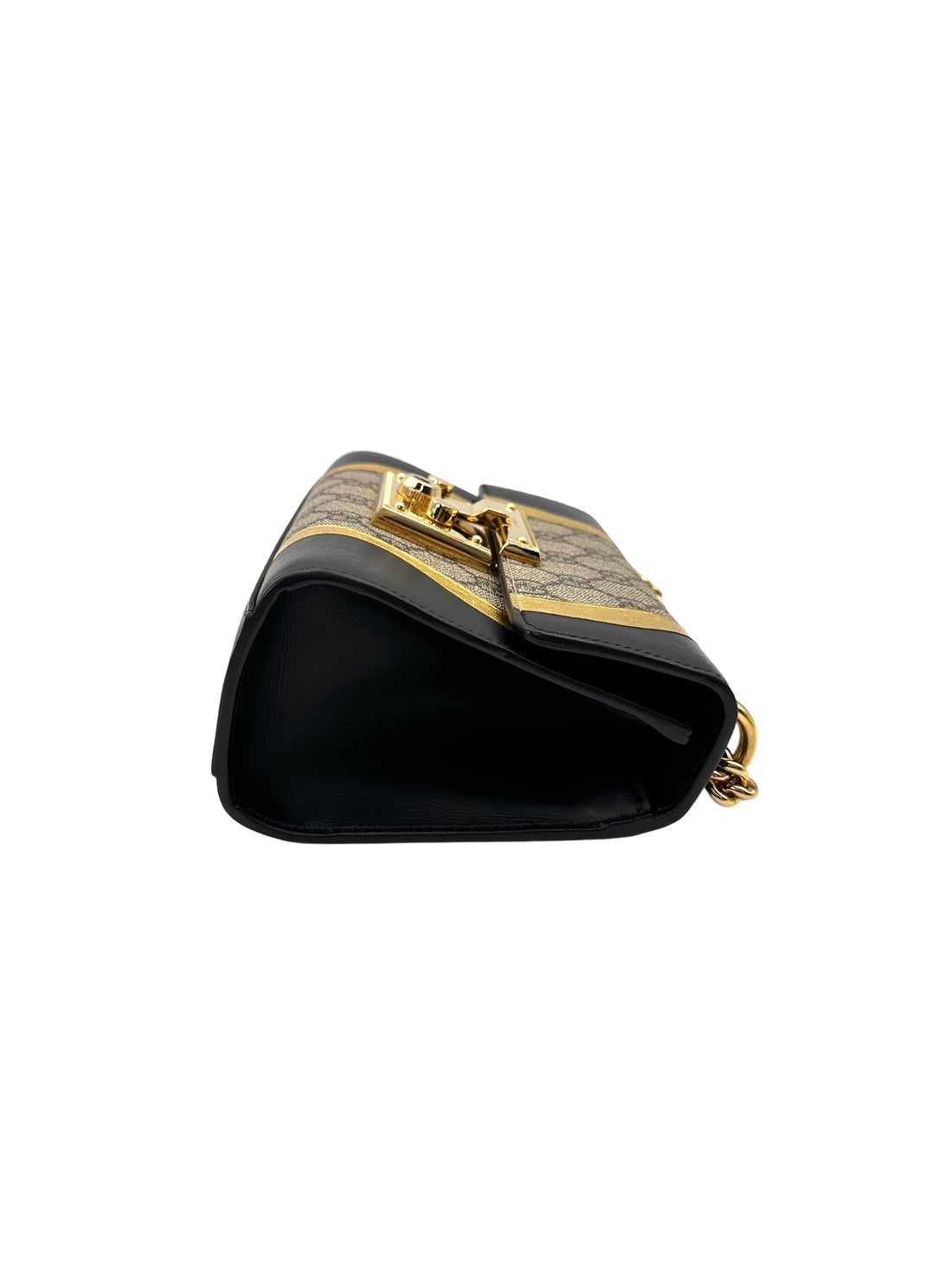 Gucci Padlock Black/Gold GG Canvas Handle Shoulder Bag GG1126