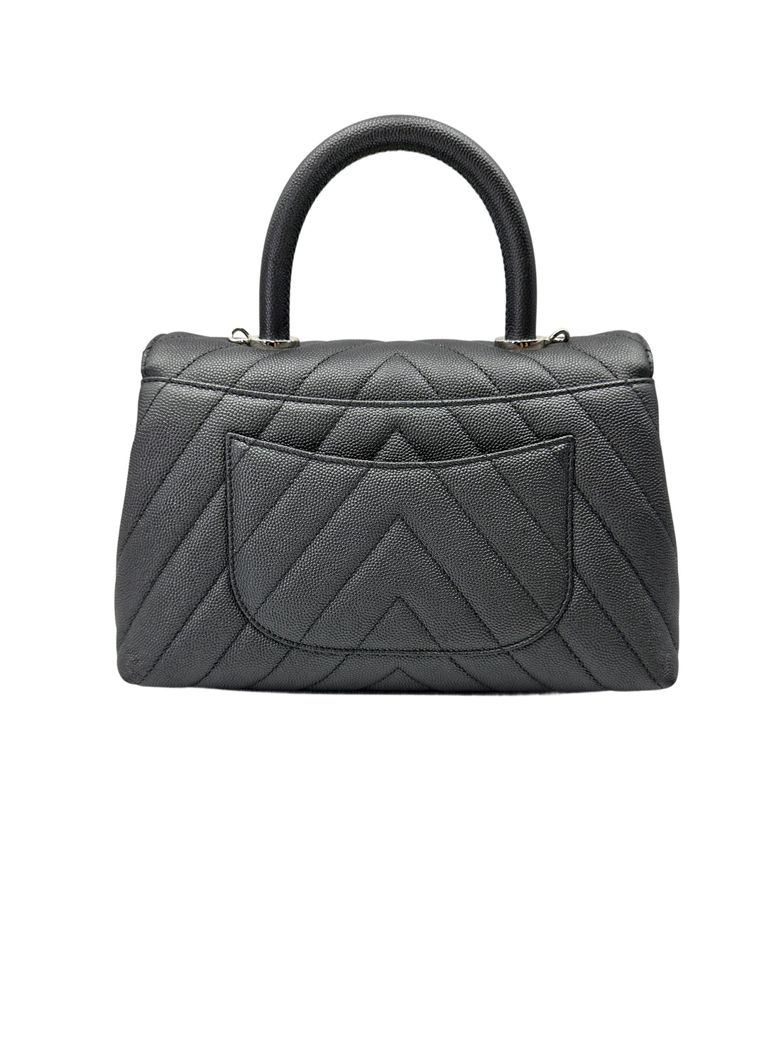 Chanel CoCo Handle Black Chevron Quilted Leather Small Size Shoulder Bag(28***01) IRIS233