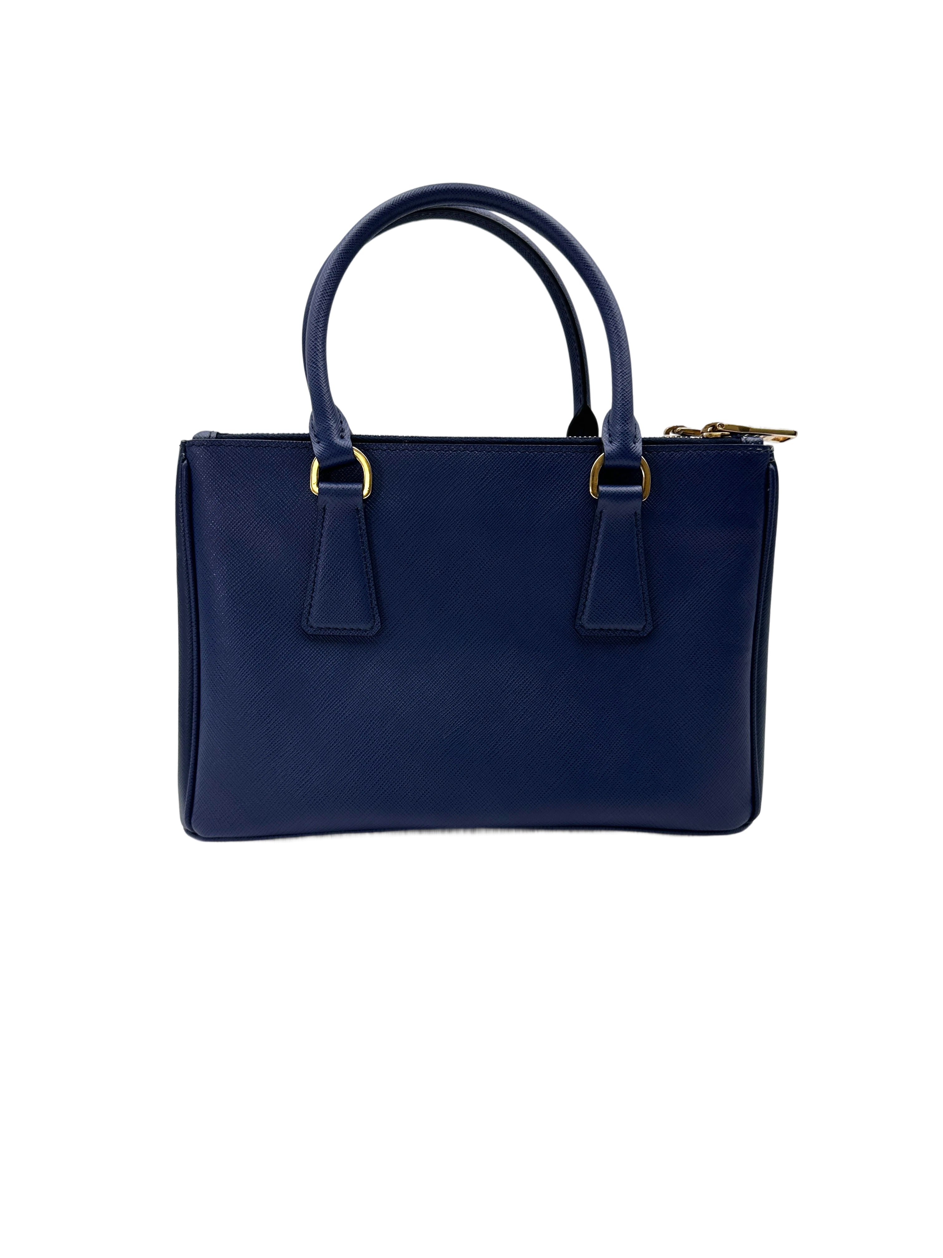 Prada Galleria Navy Saffiano Leather Small Size Handle Bag PR399