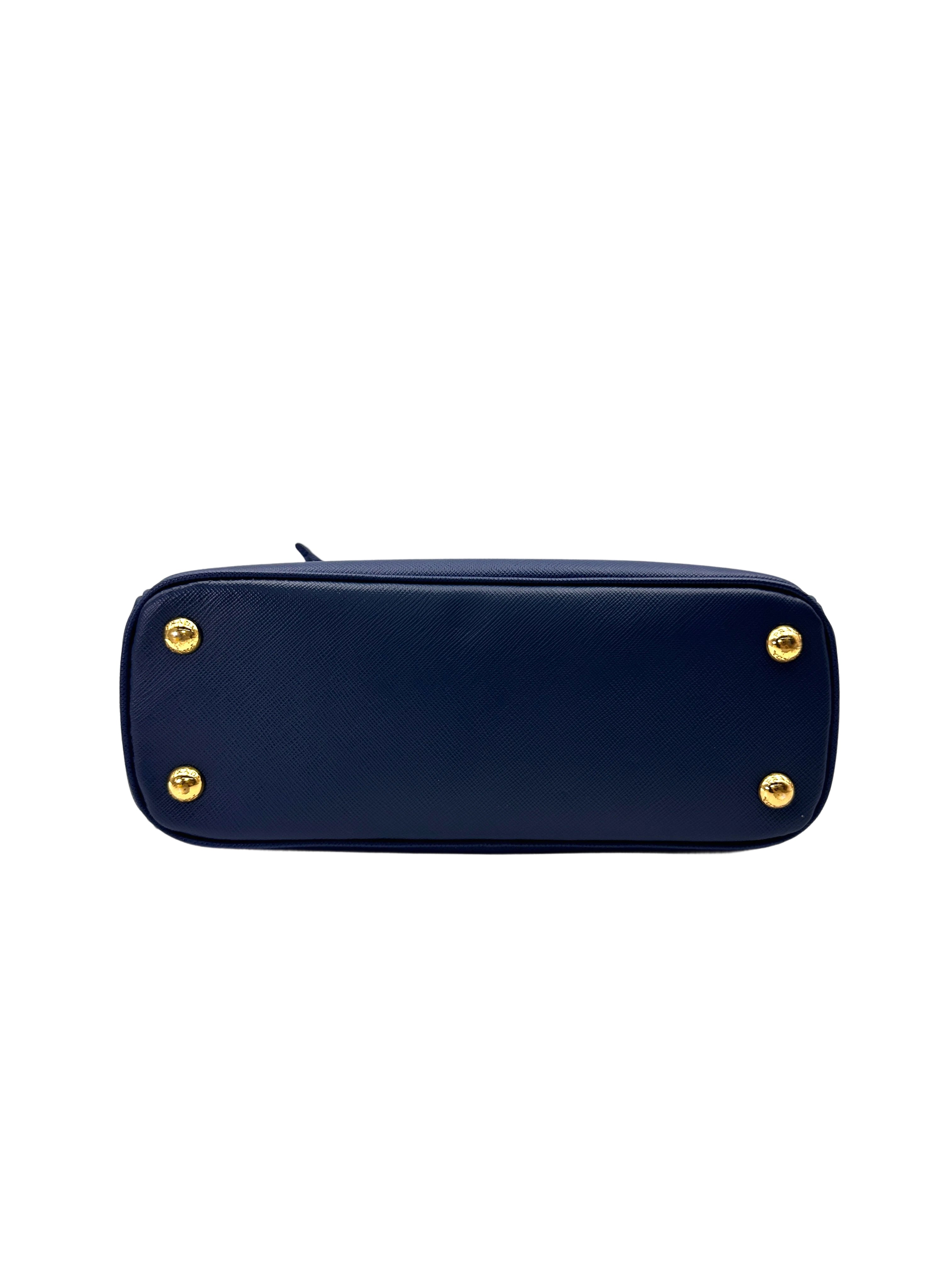 Prada Galleria Navy Saffiano Leather Small Size Handle Bag PR399