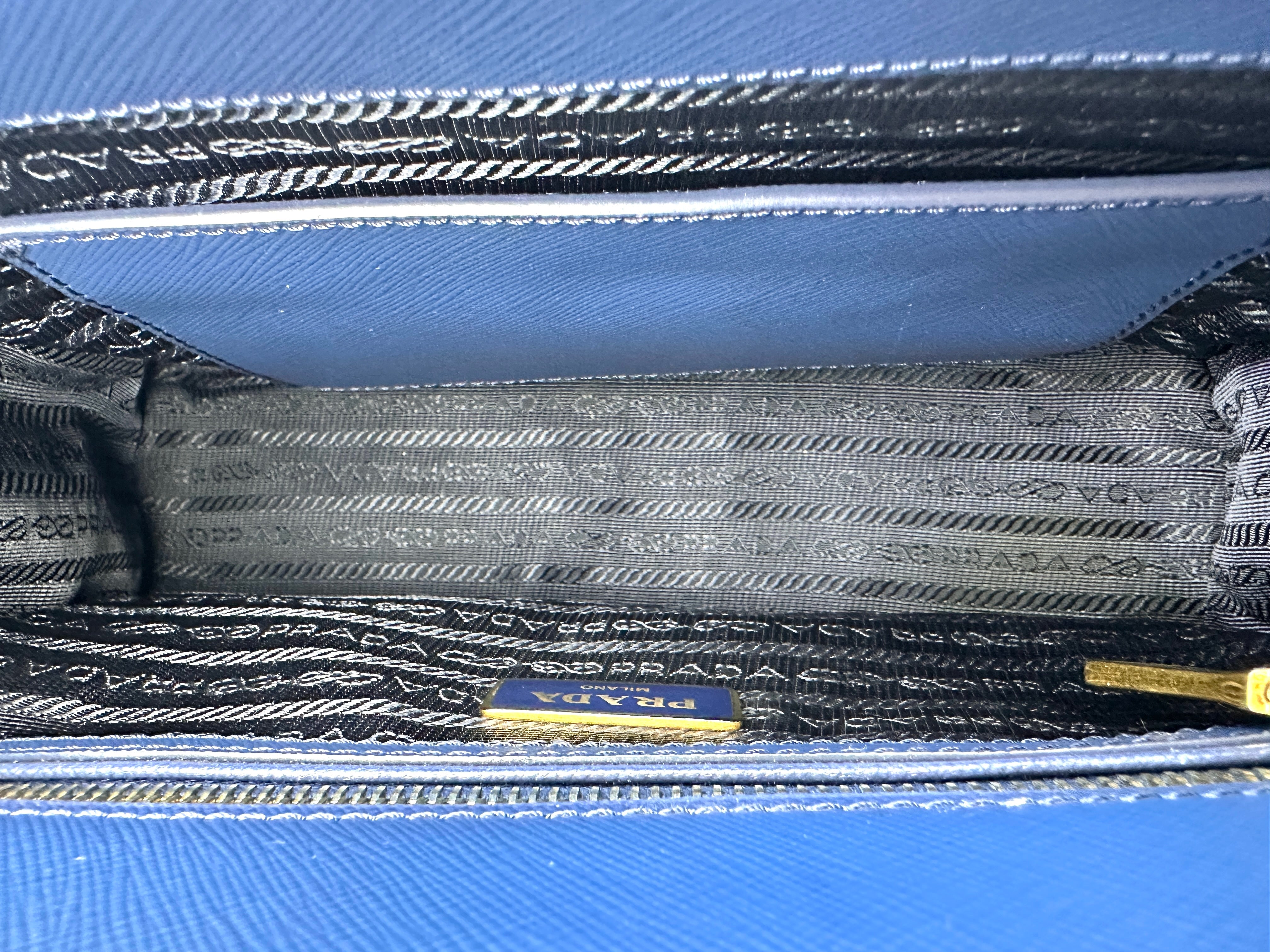 Prada Galleria Navy Saffiano Leather Small Size Handle Bag PR399