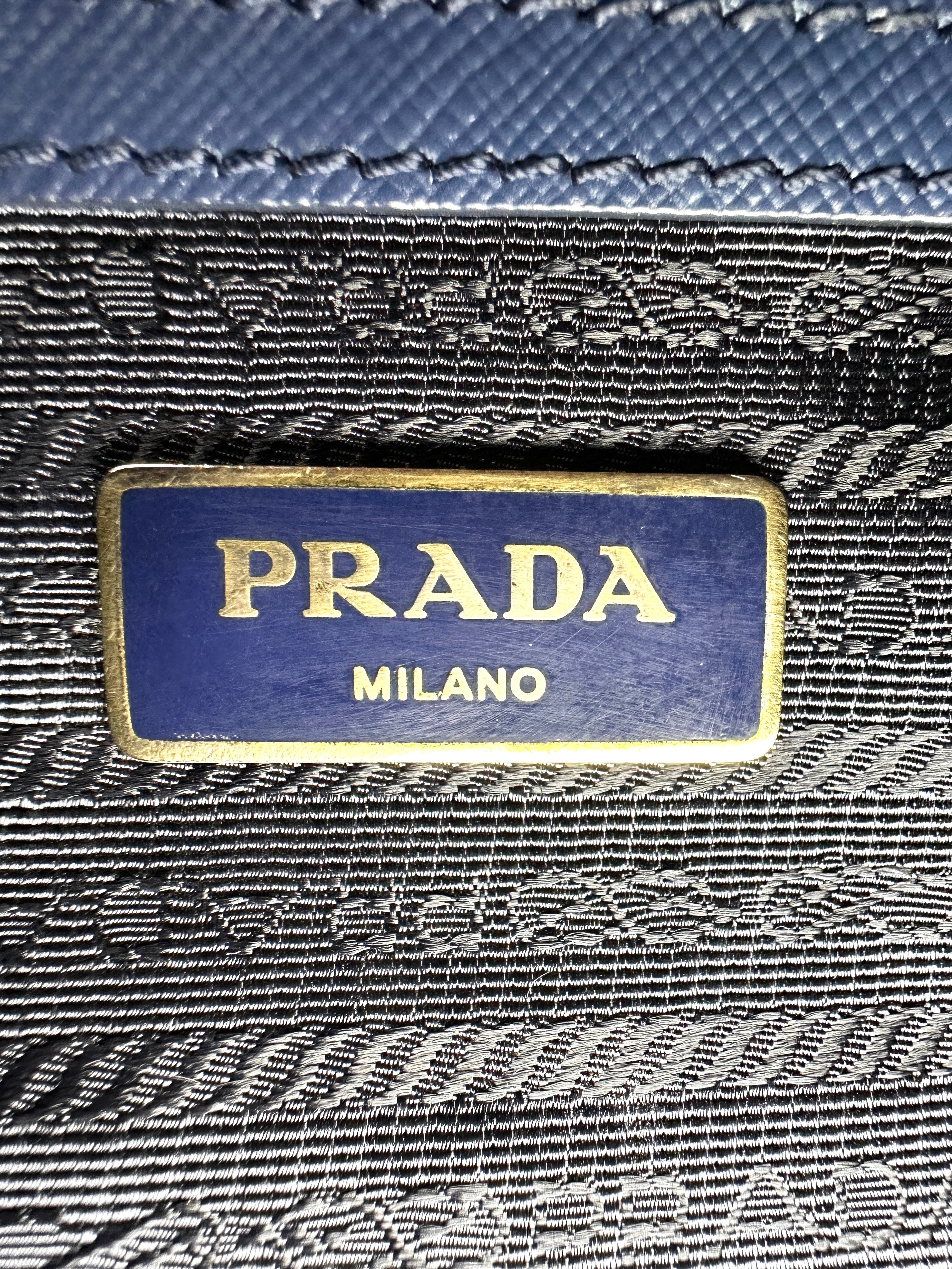 Prada Galleria Navy Saffiano Leather Small Size Handle Bag PR399