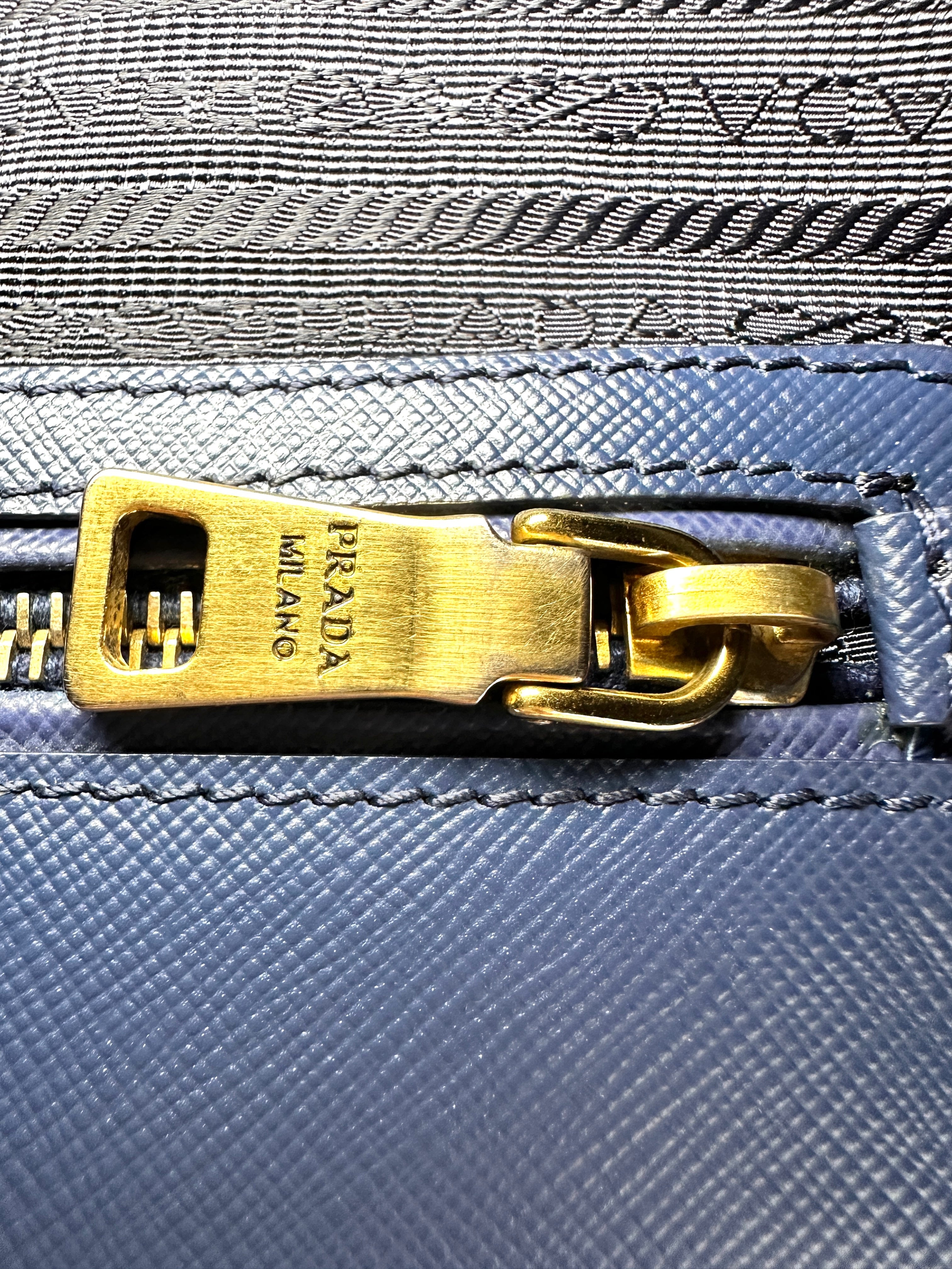 Prada Galleria Navy Saffiano Leather Small Size Handle Bag PR399