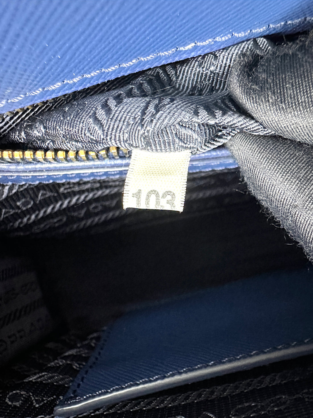 Prada Galleria Navy Saffiano Leather Small Size Handle Bag PR399